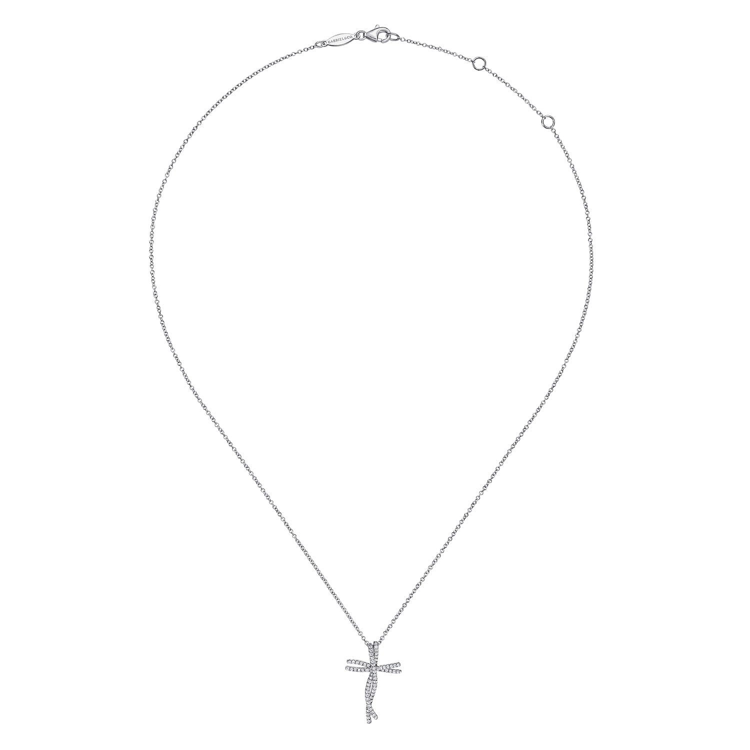 18 inch Dancing Diamond Cross Necklace in 14K White Gold, photograph 2