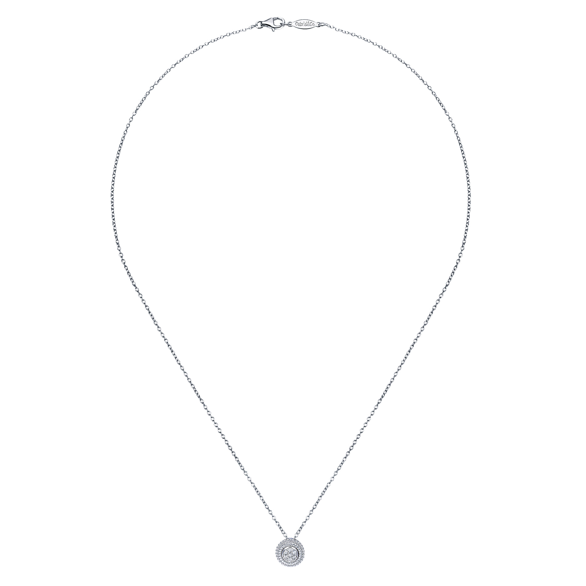 Diamond Cluster Pendant Necklace in Sterling Silver, photograph 2
