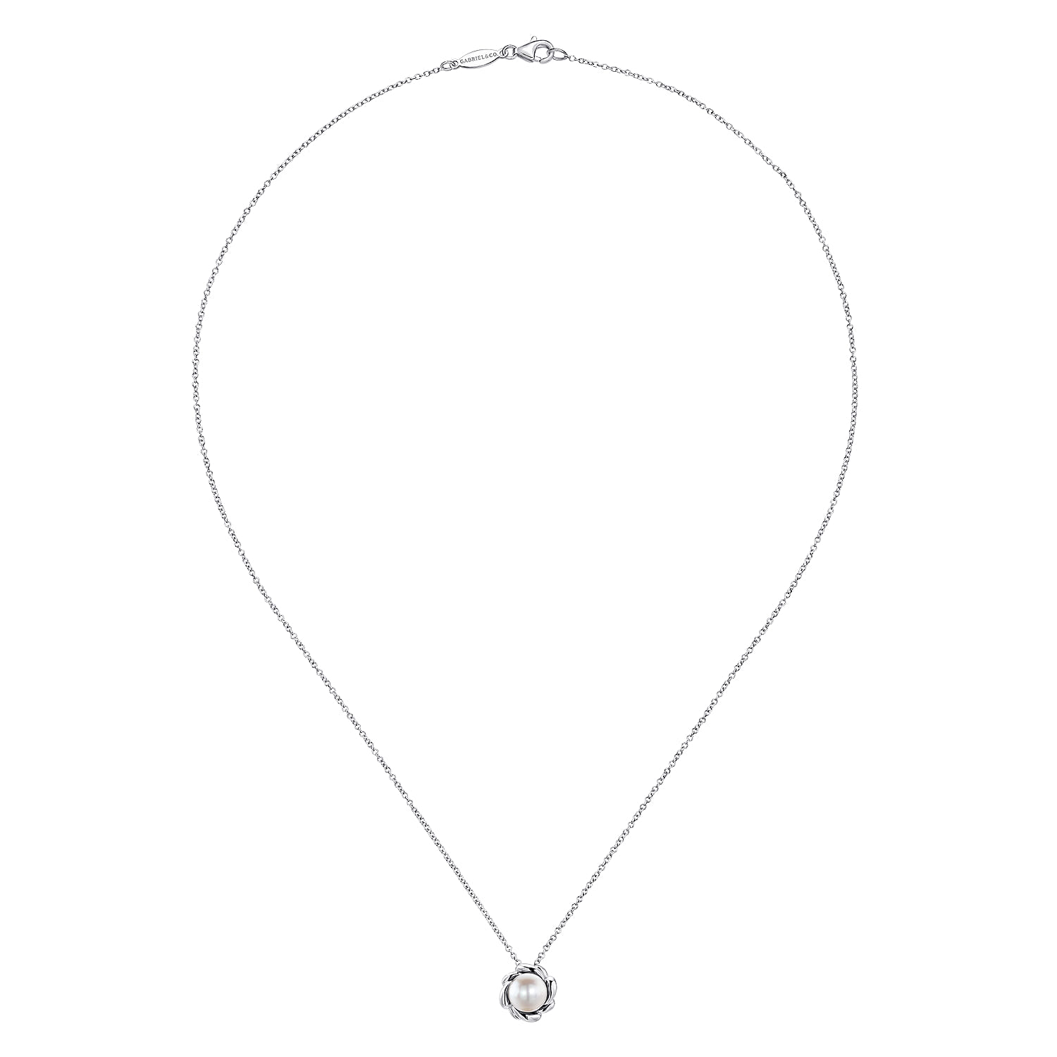 Swirling Cultured Pearl Pendant Necklace in Sterling Silver, photograph 2