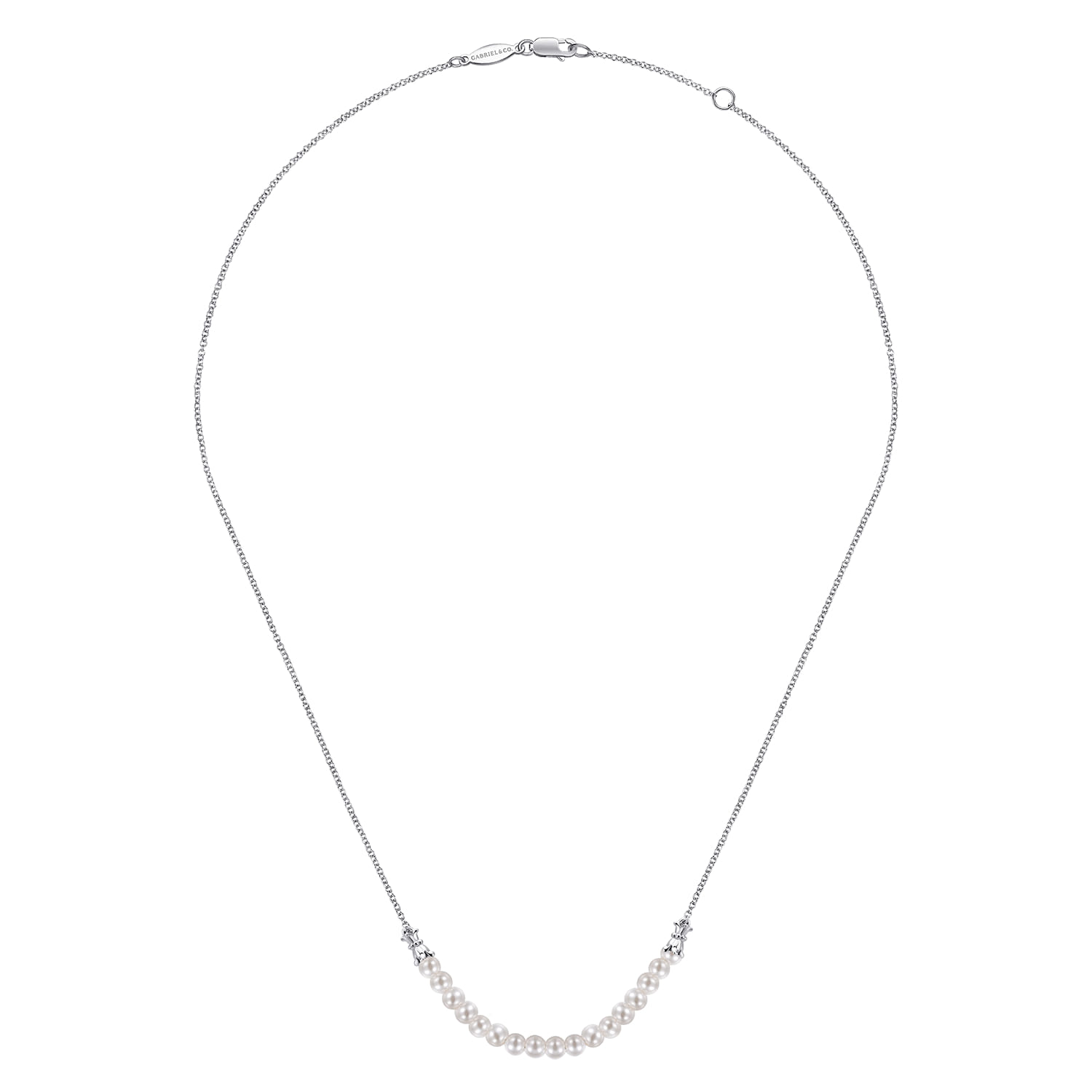 Cultured Pearl String Bar Necklace in Sterling Silver, photograph 2
