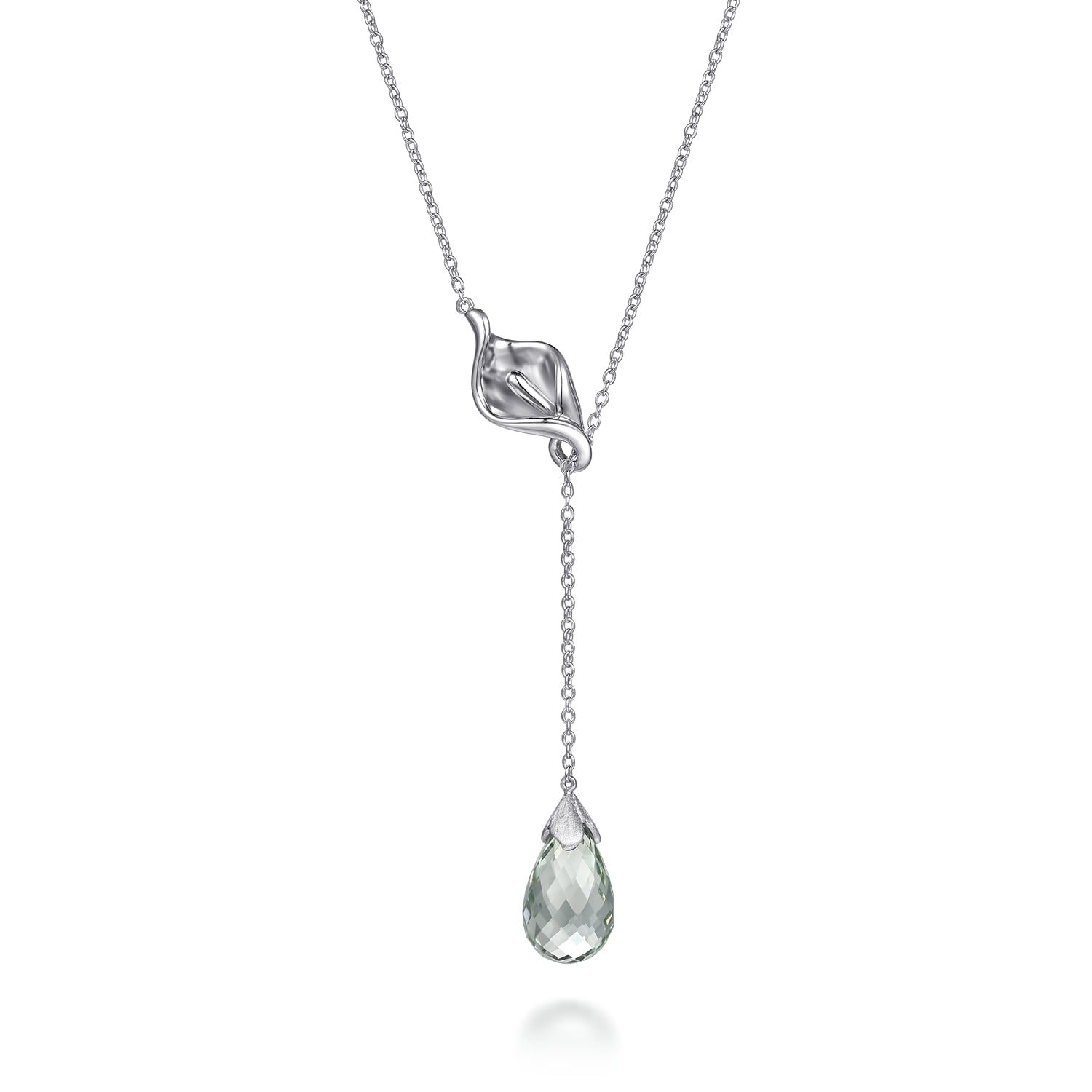 Green Amethyst Floral Lariat Necklace
