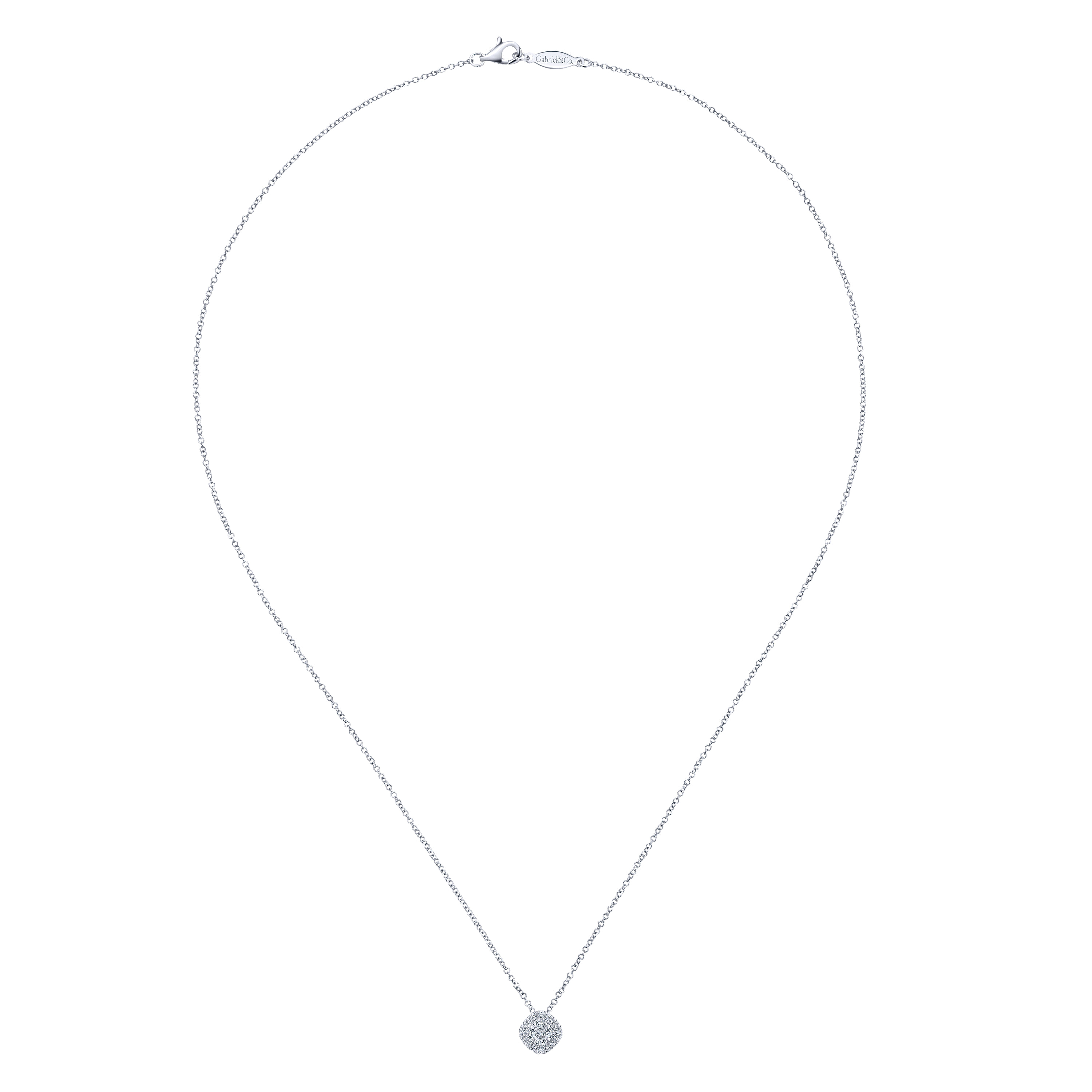 Diamond Pave Pendant Necklace in 14K White Gold, photograph 2