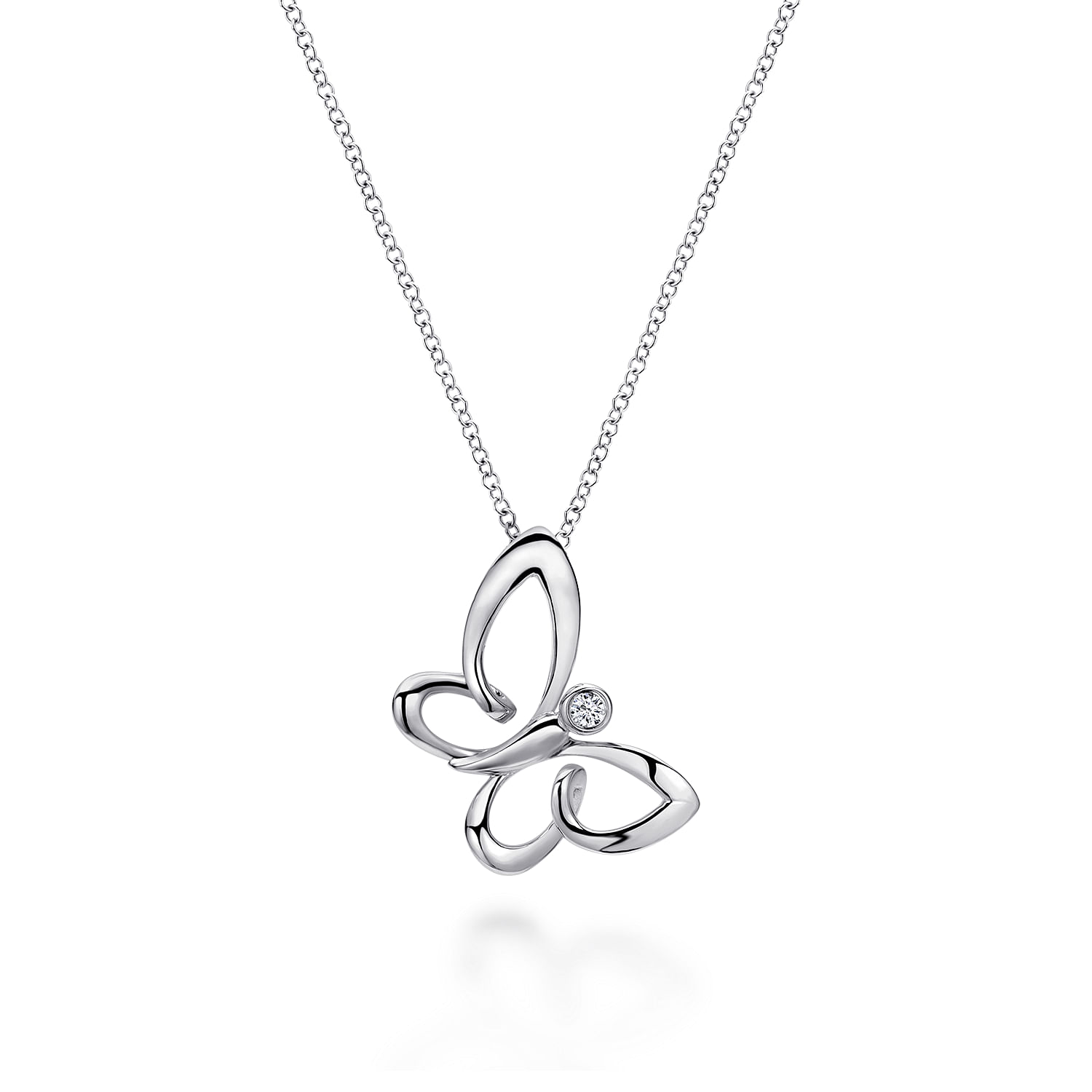 925 Silver newest Diamond Butterfly Necklace