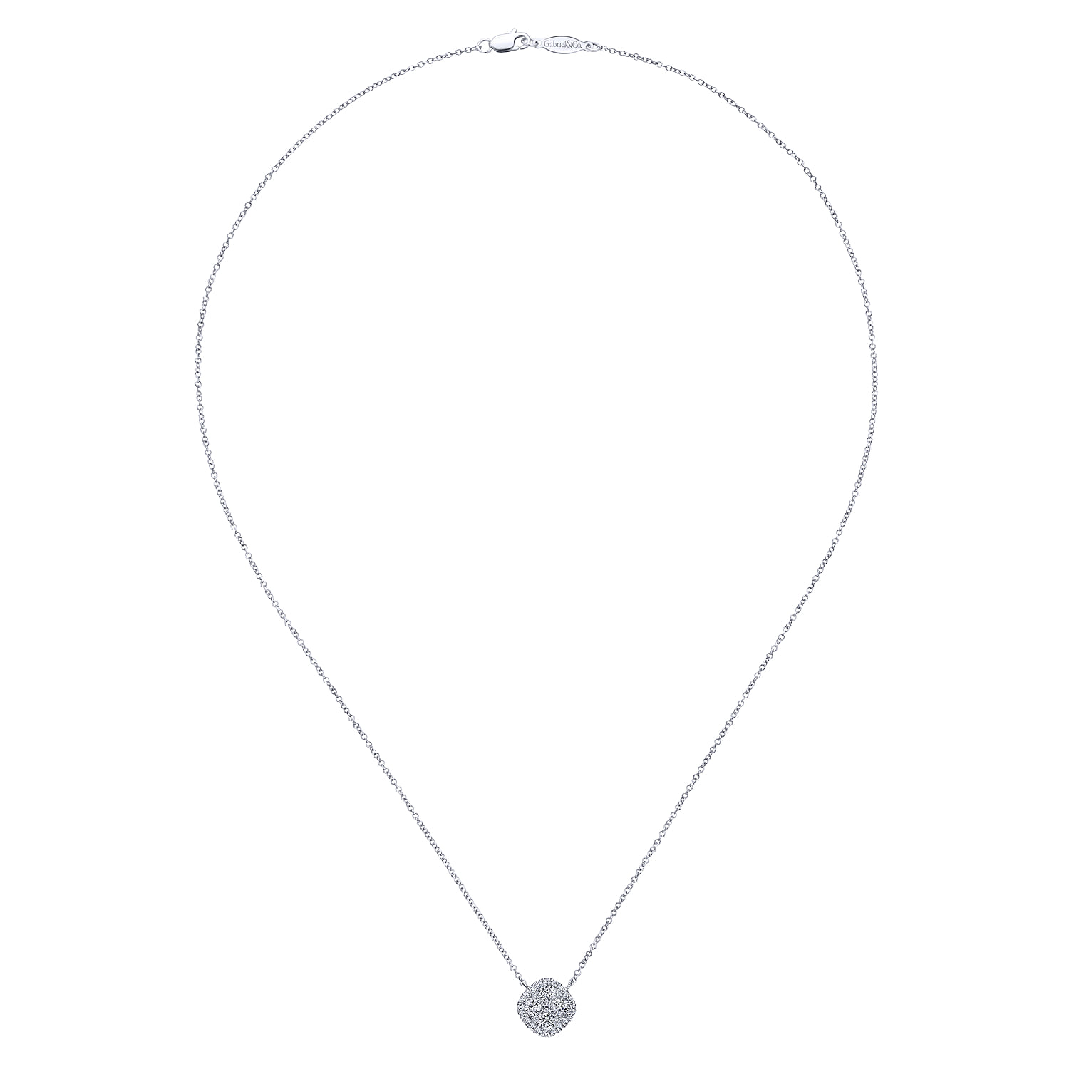 18 inch Pave Diamond Pendant Necklace in 14K White Gold, photograph 2