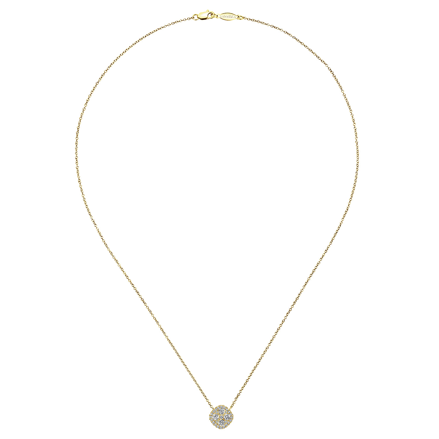 18 inch Pave Diamond Pendant Necklace in 14K Yellow Gold, photograph 2