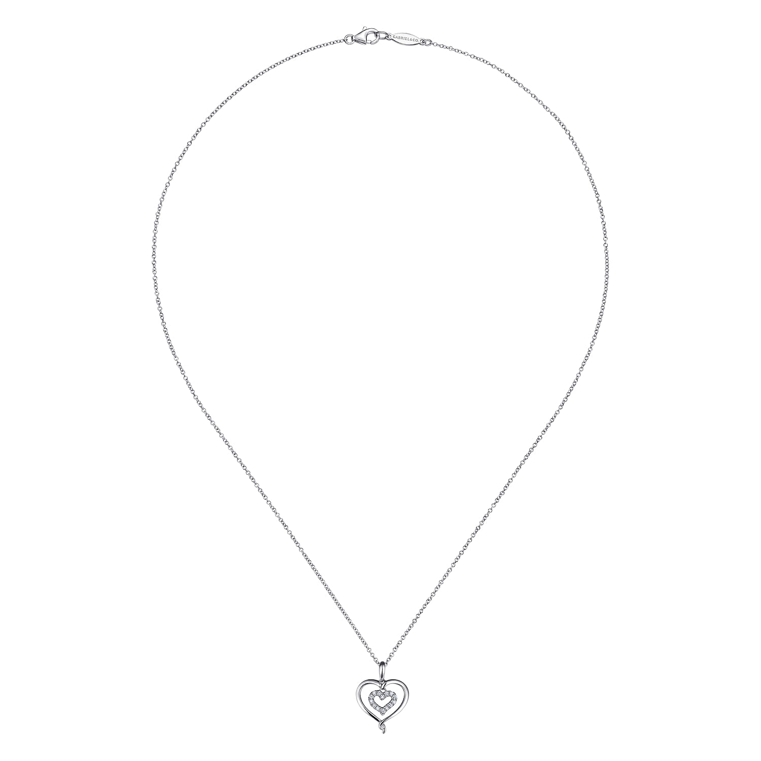 and Diamond Double Pendant Necklace in Sterling Silver, photograph 2