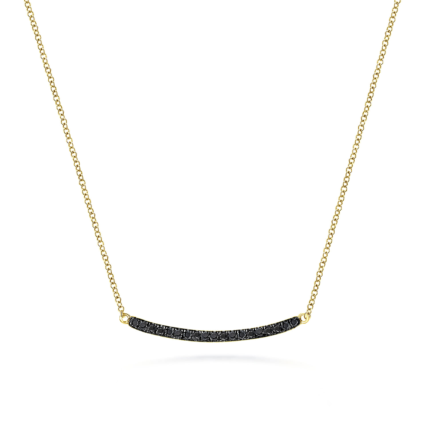 18 inch Black Diamond Pave Curved Bar Necklace