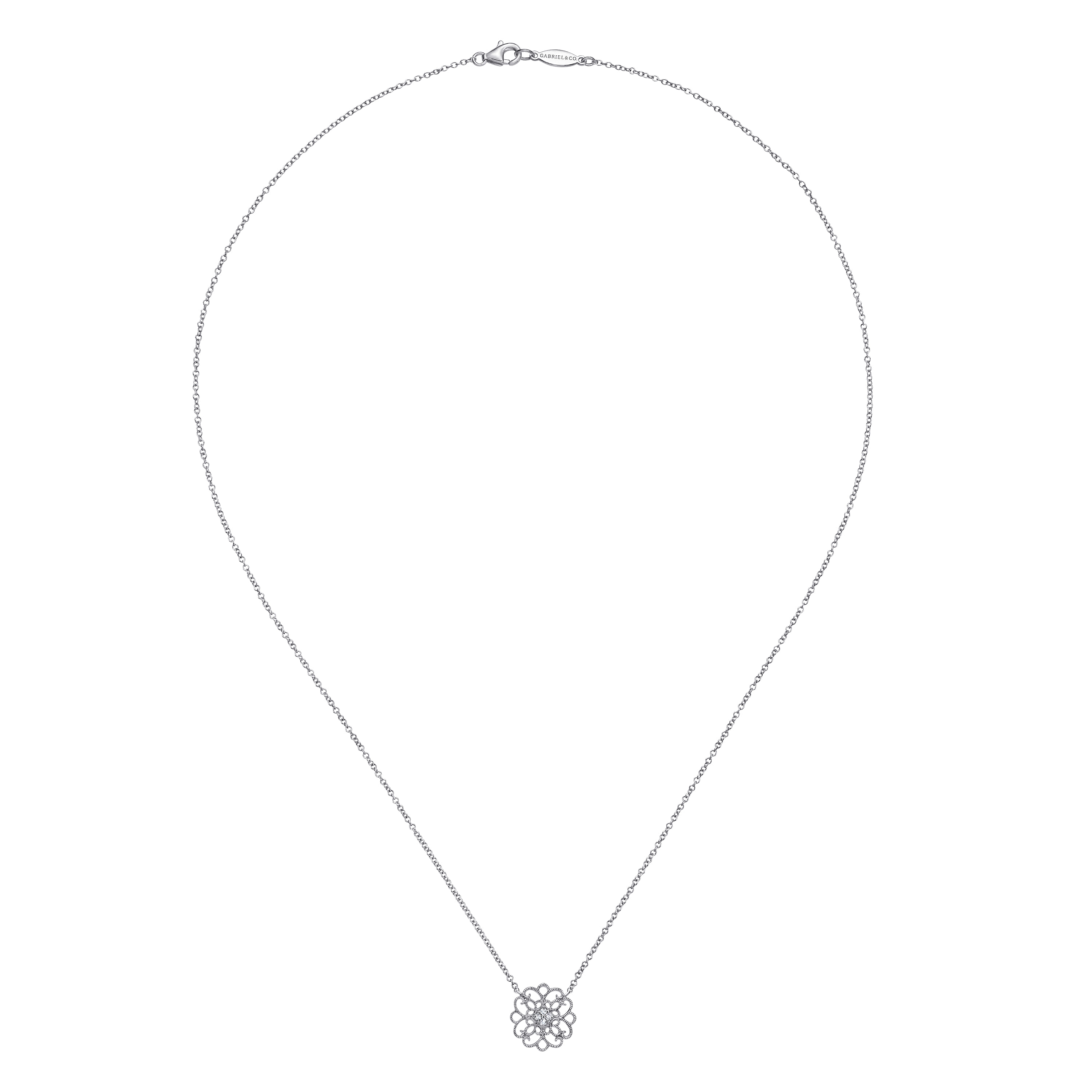 Pendant Necklace White Sapphire in Sterling Silver, photograph 2