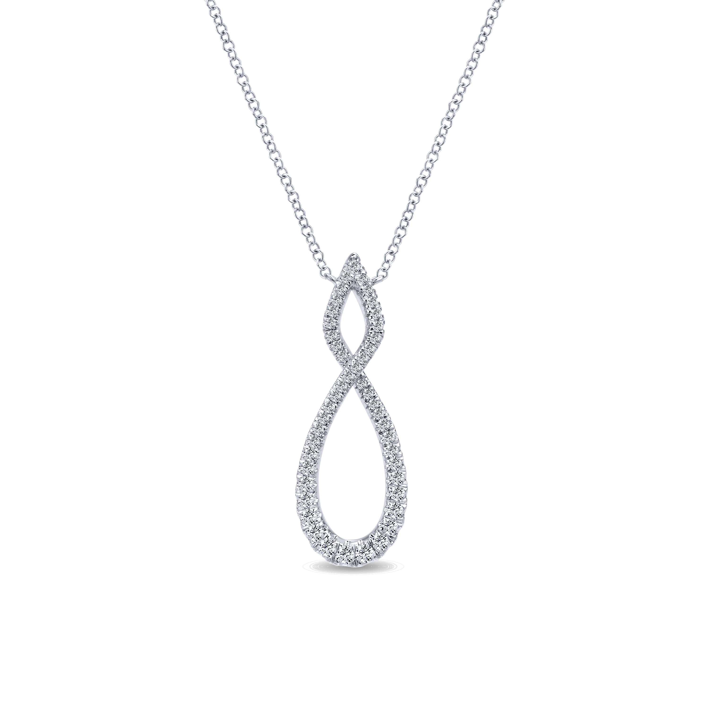 Open Diamond Pave Twisted Pendant Necklace