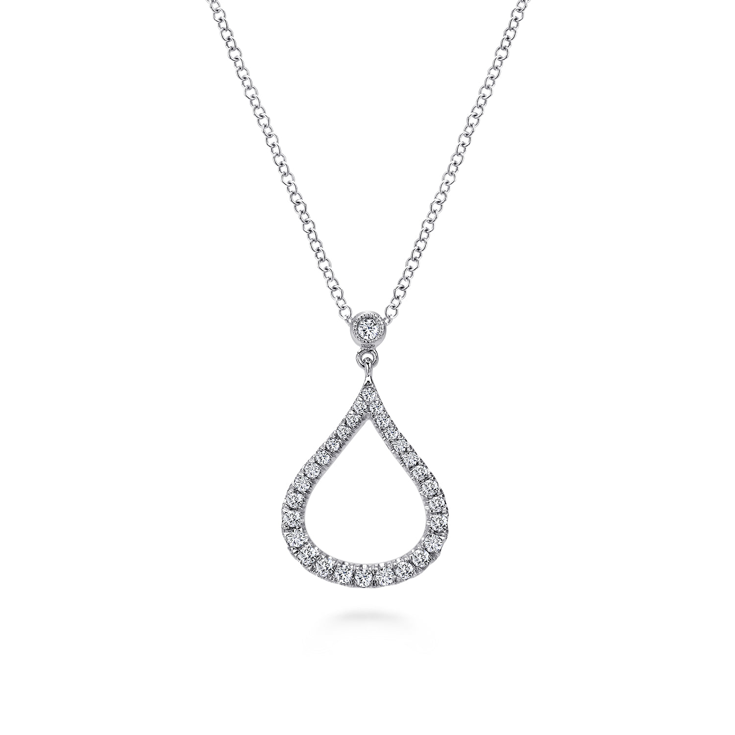 Diamond Pave Teardrop Pendant Necklace