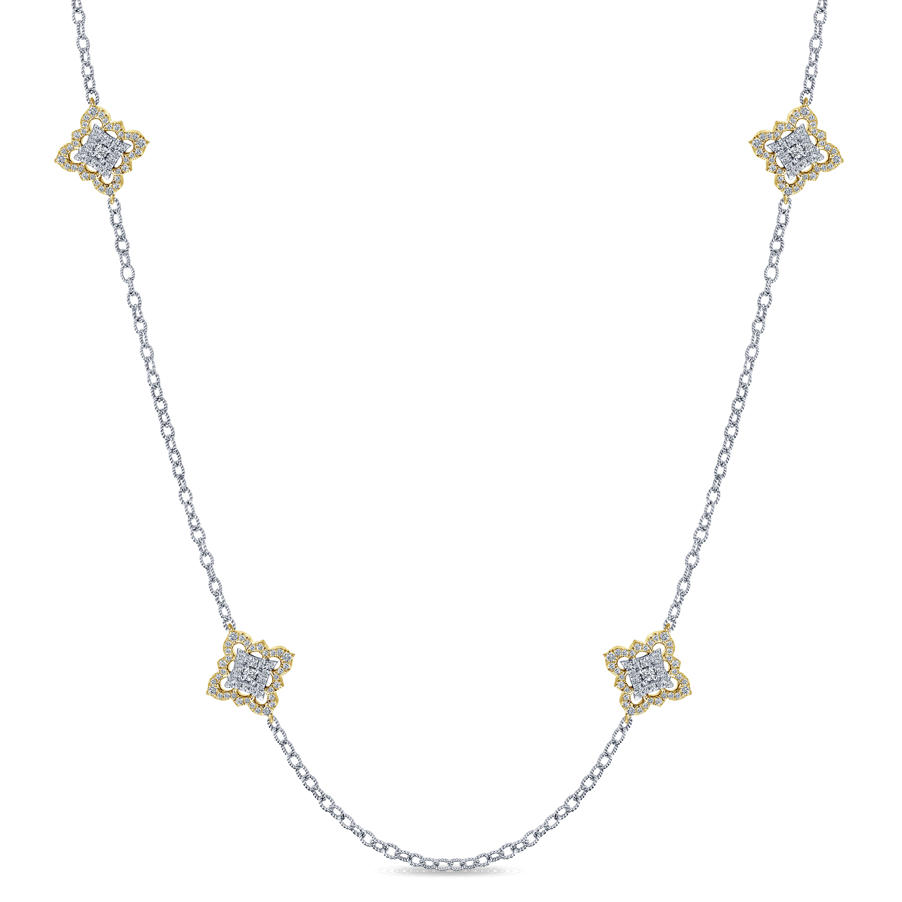 32 inch Filligree and Diamond Station Necklace