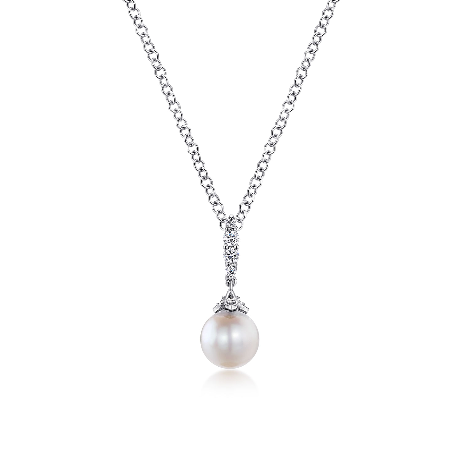14k White Gold Drop Lusso Necklace. SKU: NK4499W45PL