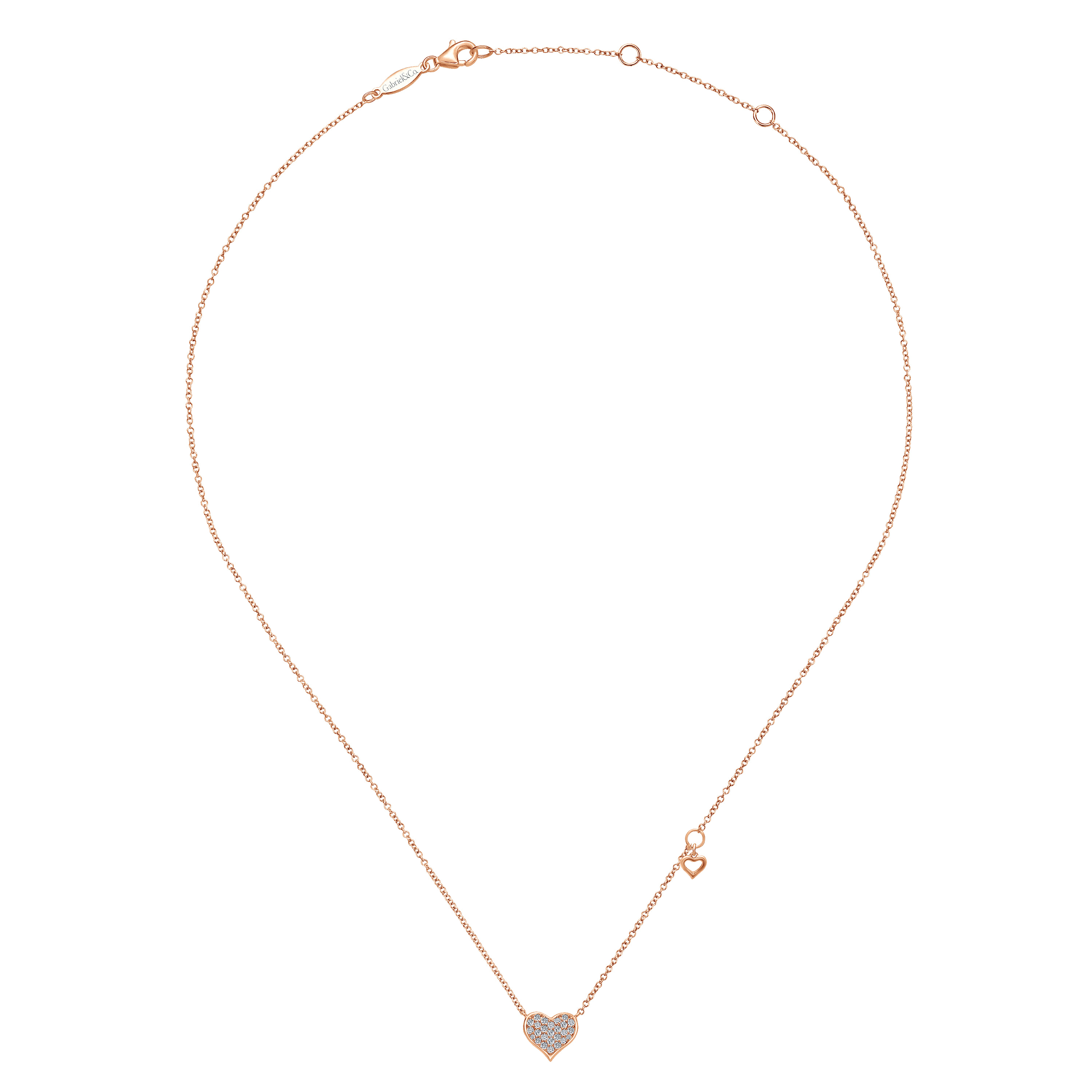 Diamond Pave Pendant Necklace in 14K Rose Gold, photograph 2