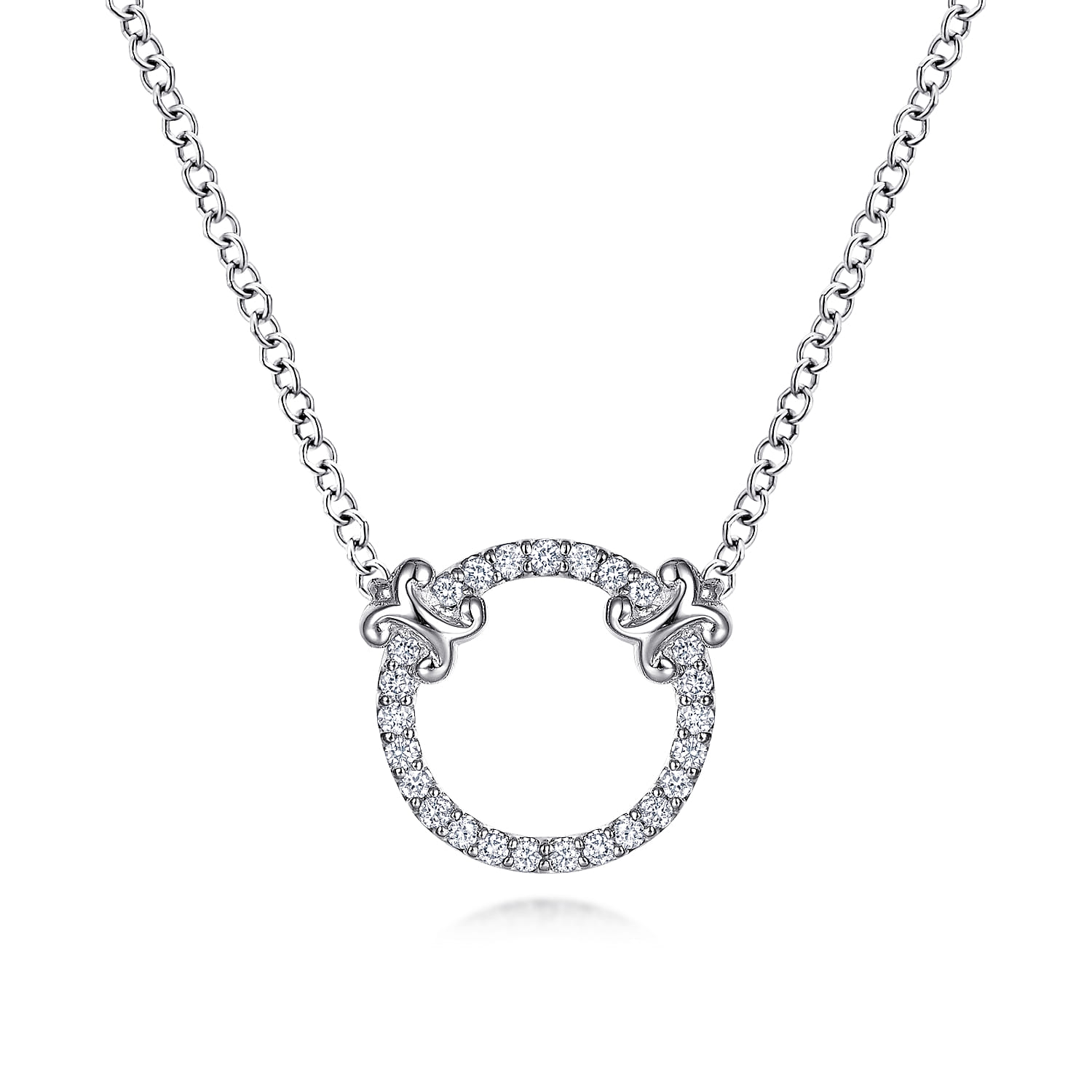 Open Diamond Circle Pendant Necklace