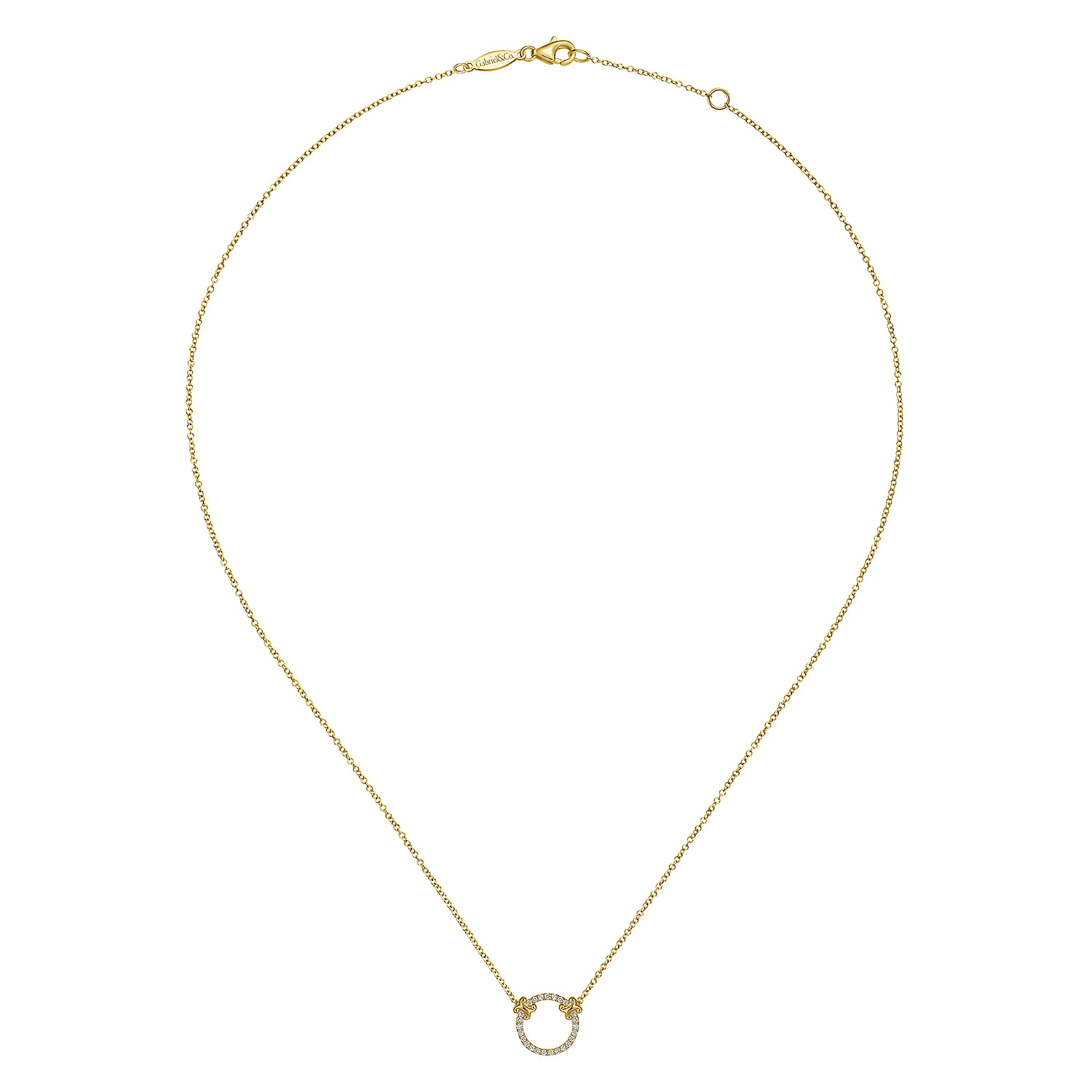 Open Diamond Circle Pendant Necklace in 14K Yellow Gold, photograph 2