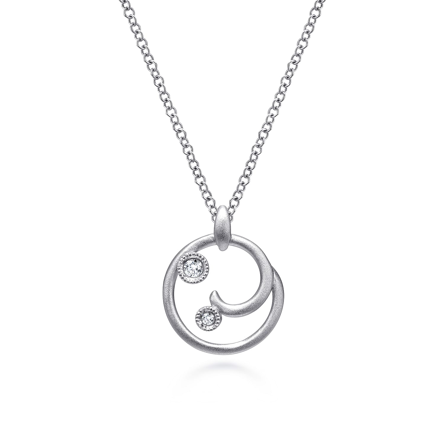 925 Sterling Silver Diamond Swirl Pendant Necklace @ $155