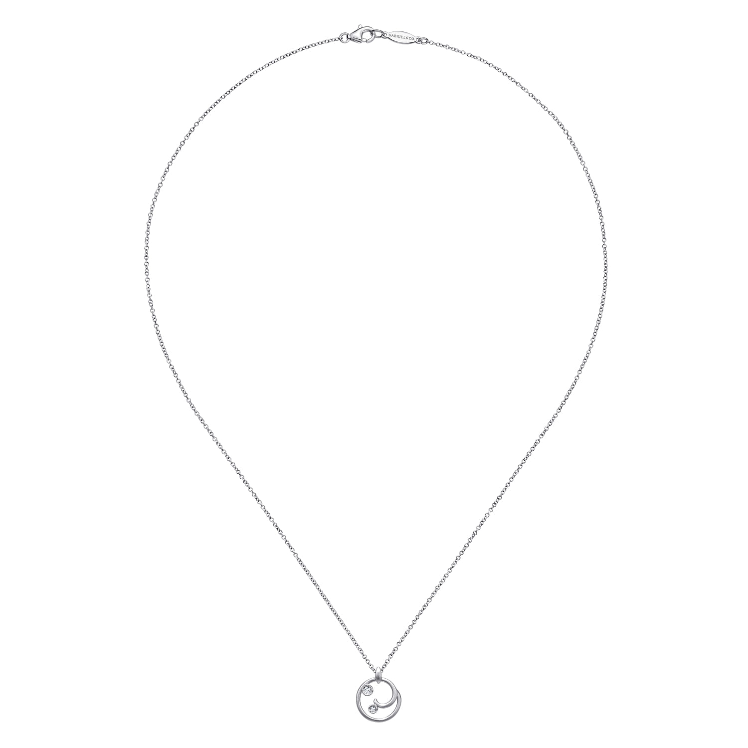 Diamond Swirl Pendant Necklace in Sterling Silver, photograph 2