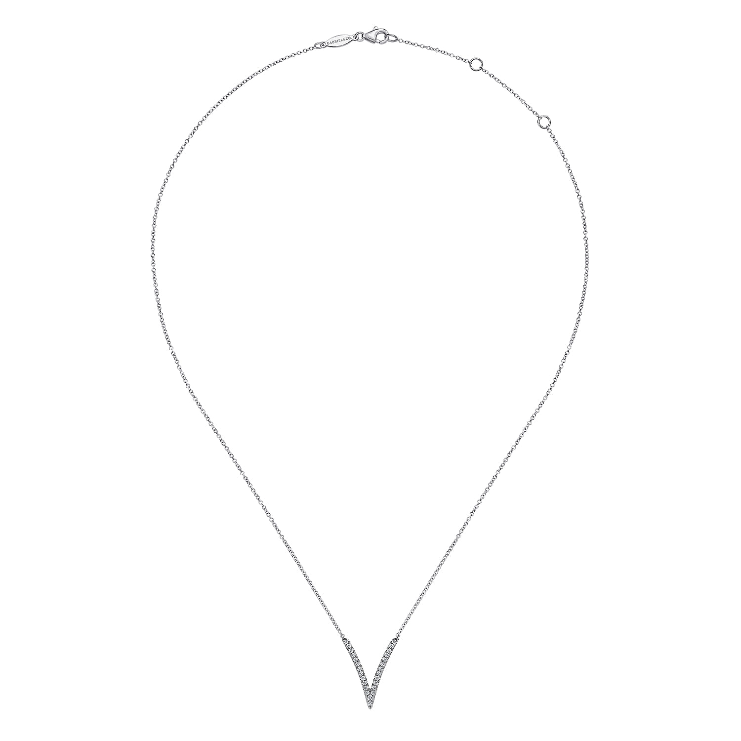 Diamond Chevron Necklace in 14K White Gold, photograph 2