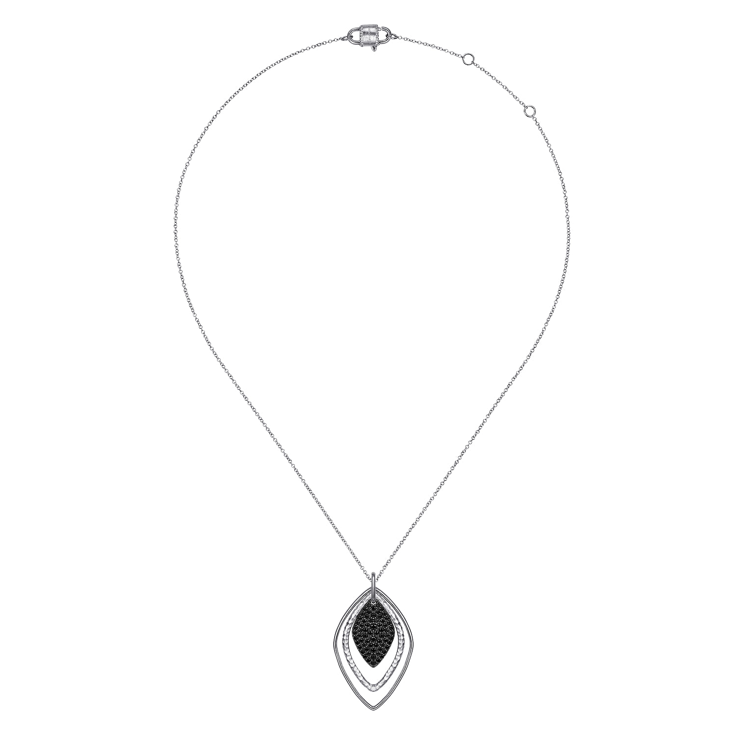 Layered Black Spinel Cluster Necklace in Sterling Silver, photograph 2