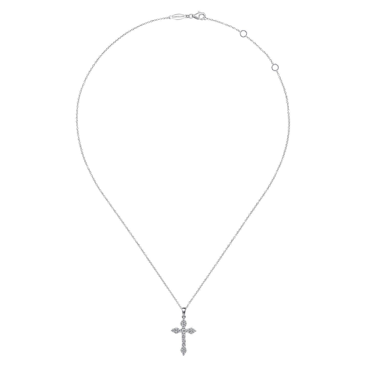 Diamond Cross Pendant Necklace in 14K White Gold, photograph 2