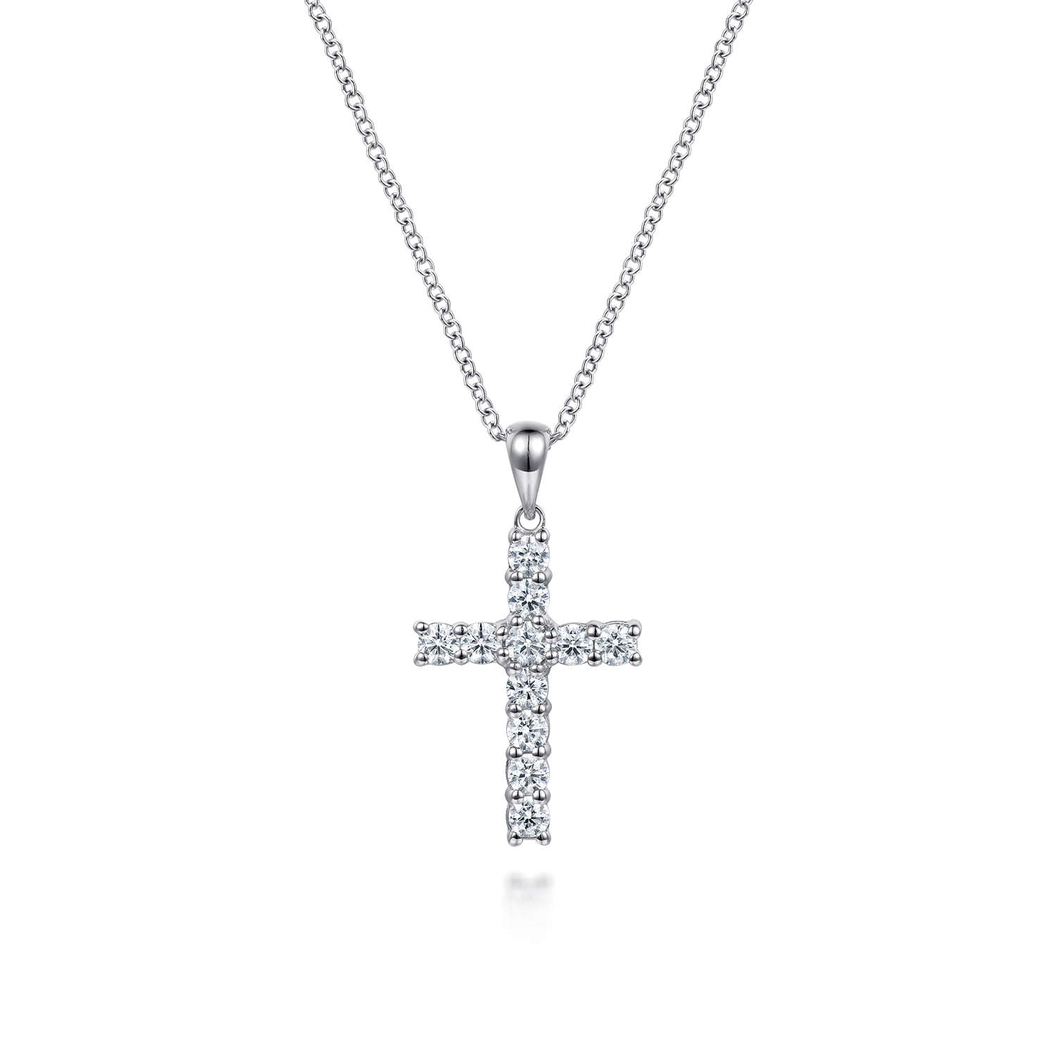 Diamond Cross Pendant Necklace in 14K White Gold
