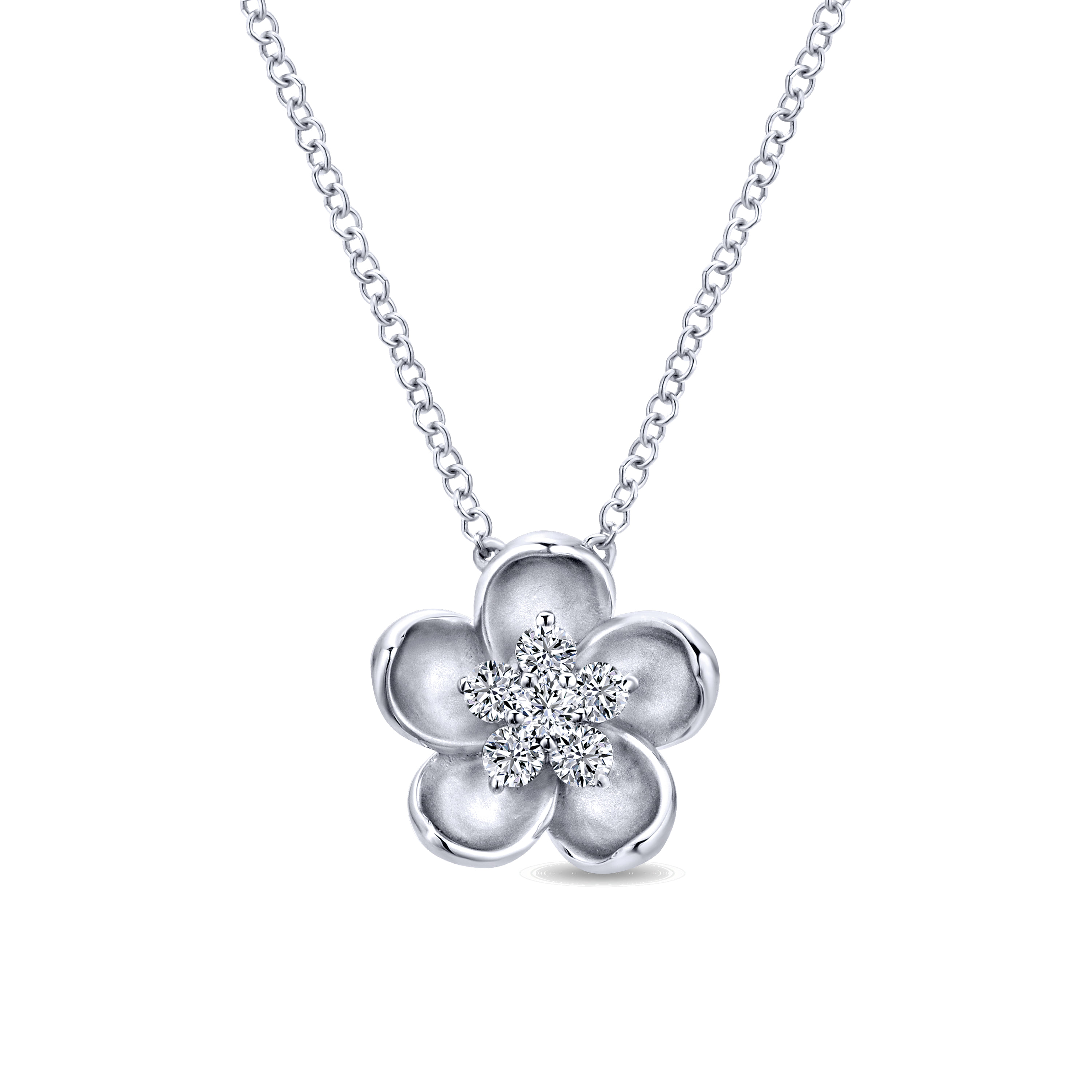 Sculpted Flower Pendant Necklace