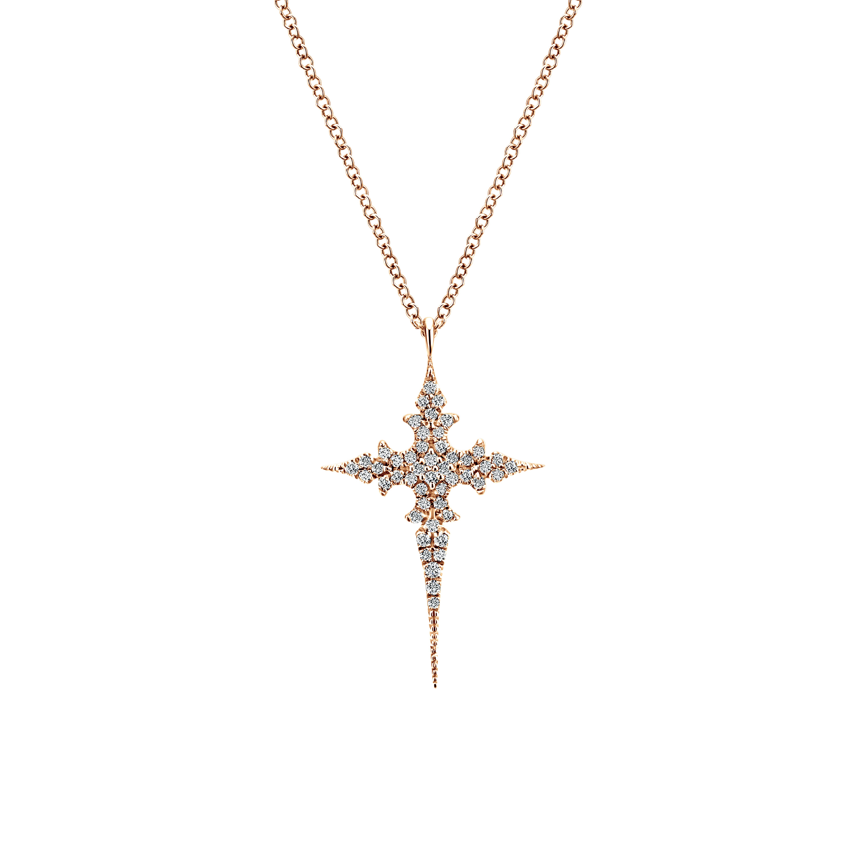 14k Rose Gold Pendant Kaslique Necklace. SKU: NK4875K45JJ