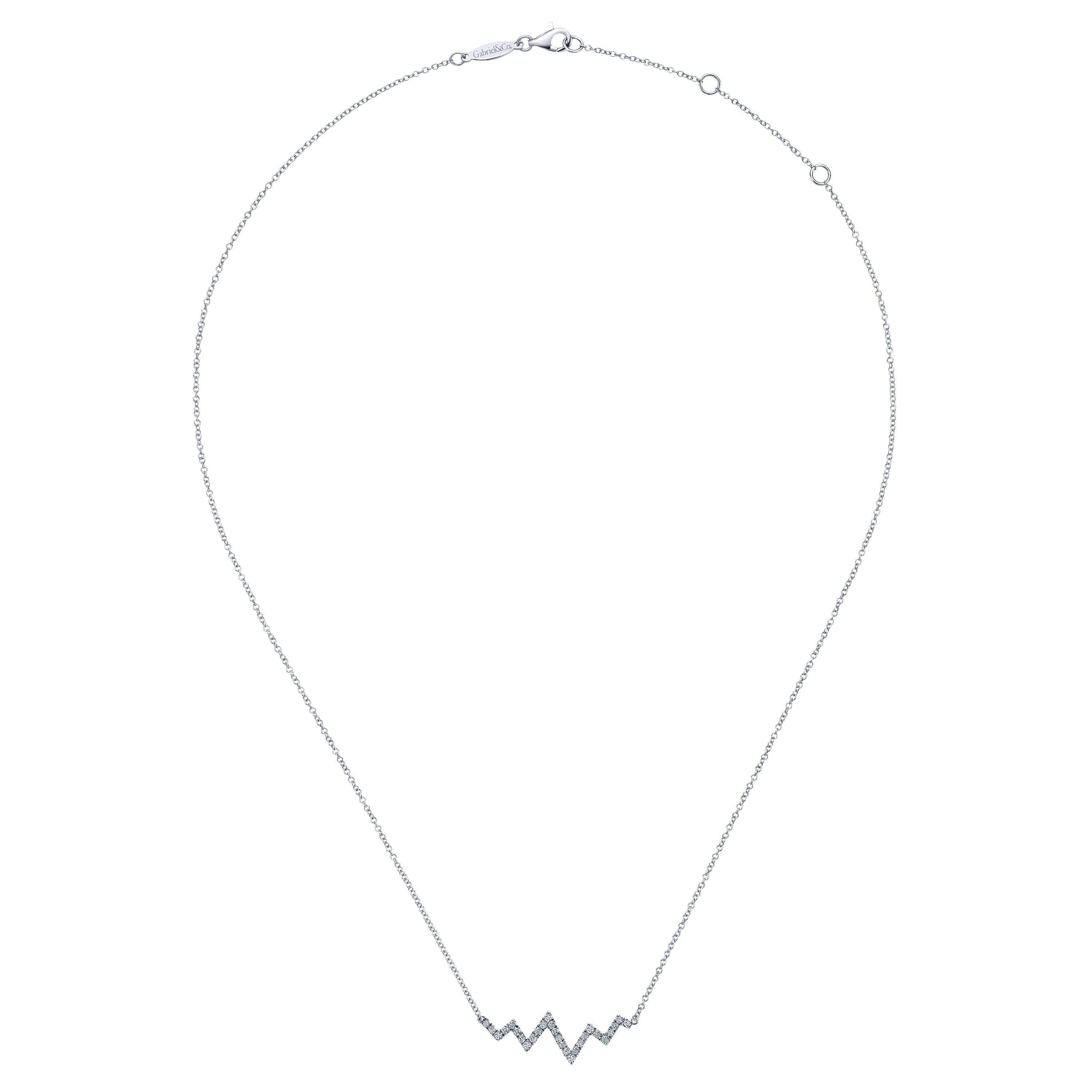 Zig Zag Diamond Necklace in 14K White Gold, photograph 2