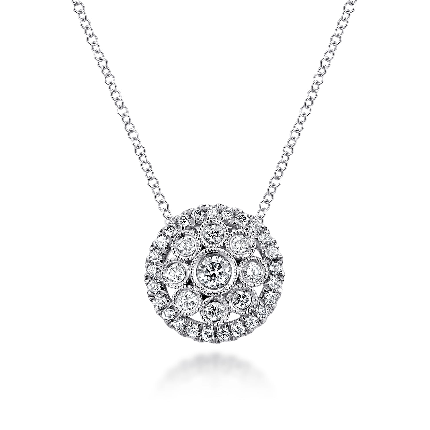 Floral Diamond Pendant Necklace