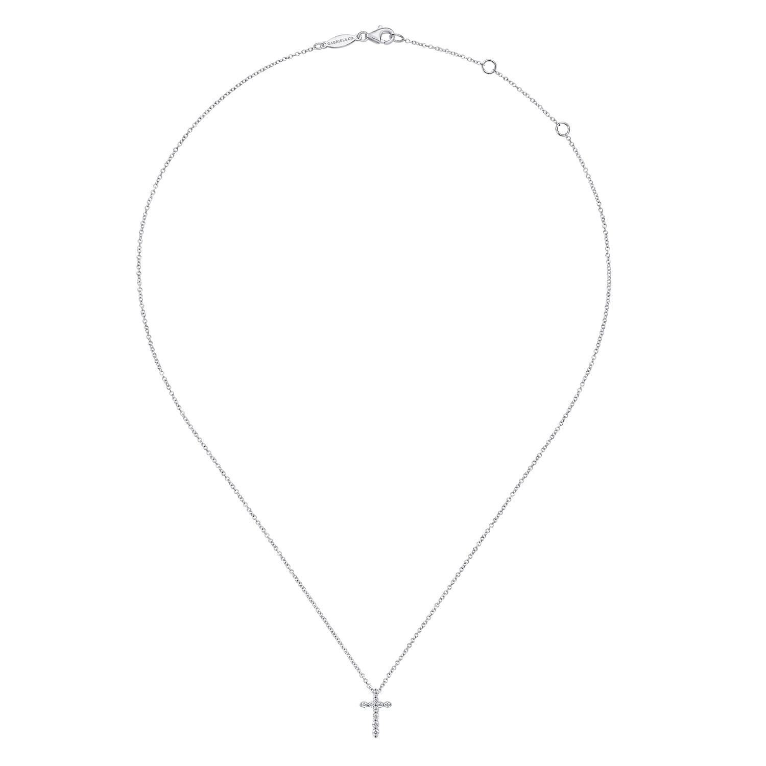 Diamond Cross Necklace in 14K White Gold, photograph 2