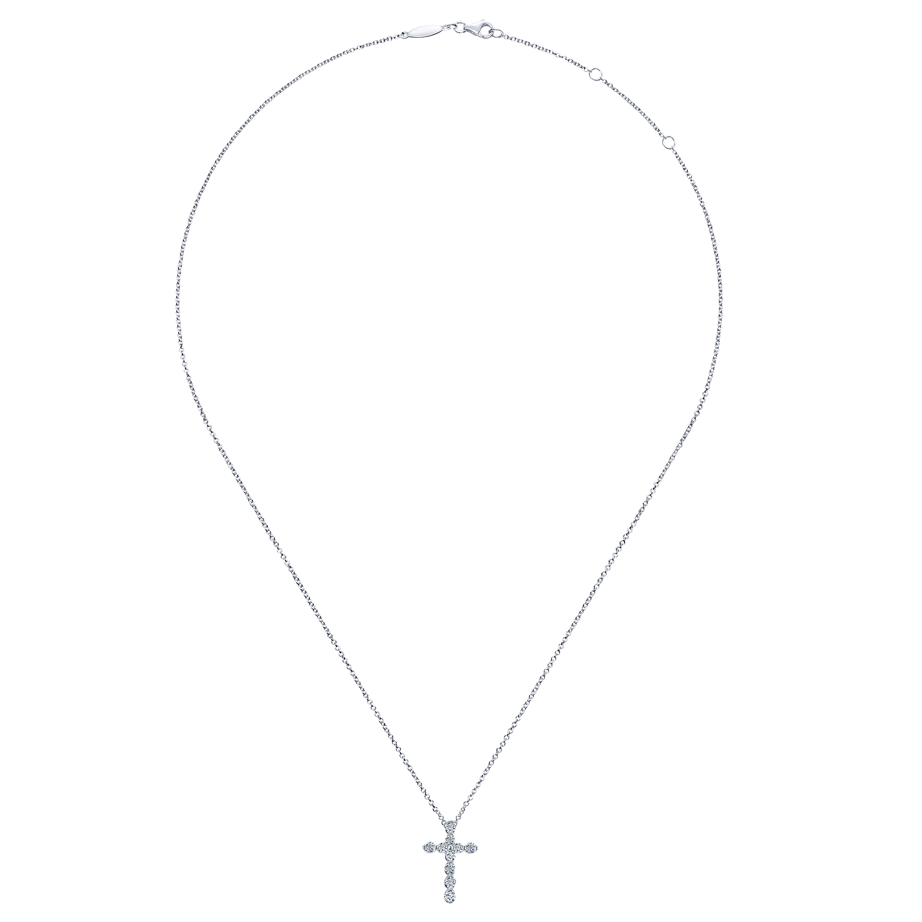 Diamond Cross Pendant Necklace in 14K White Gold, photograph 2