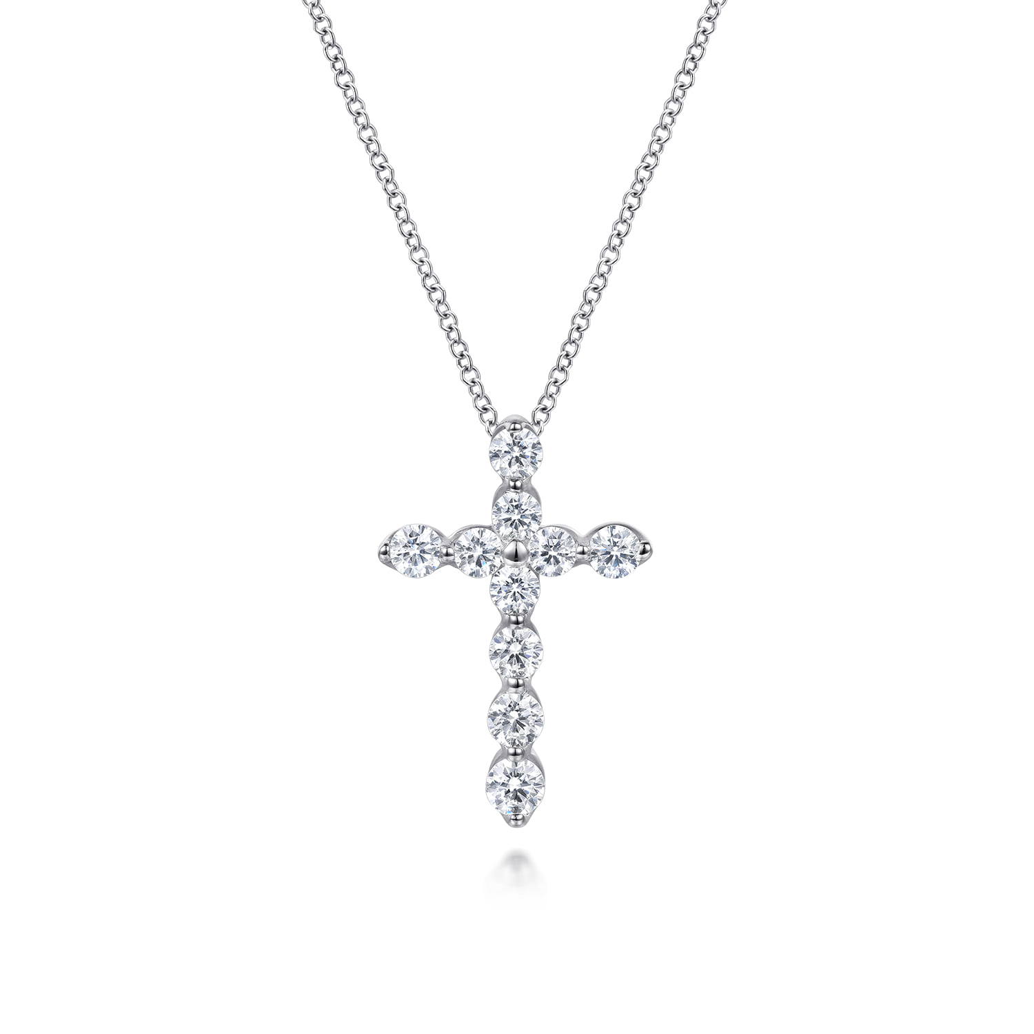 Diamond Cross Pendant Necklace in 14K White Gold