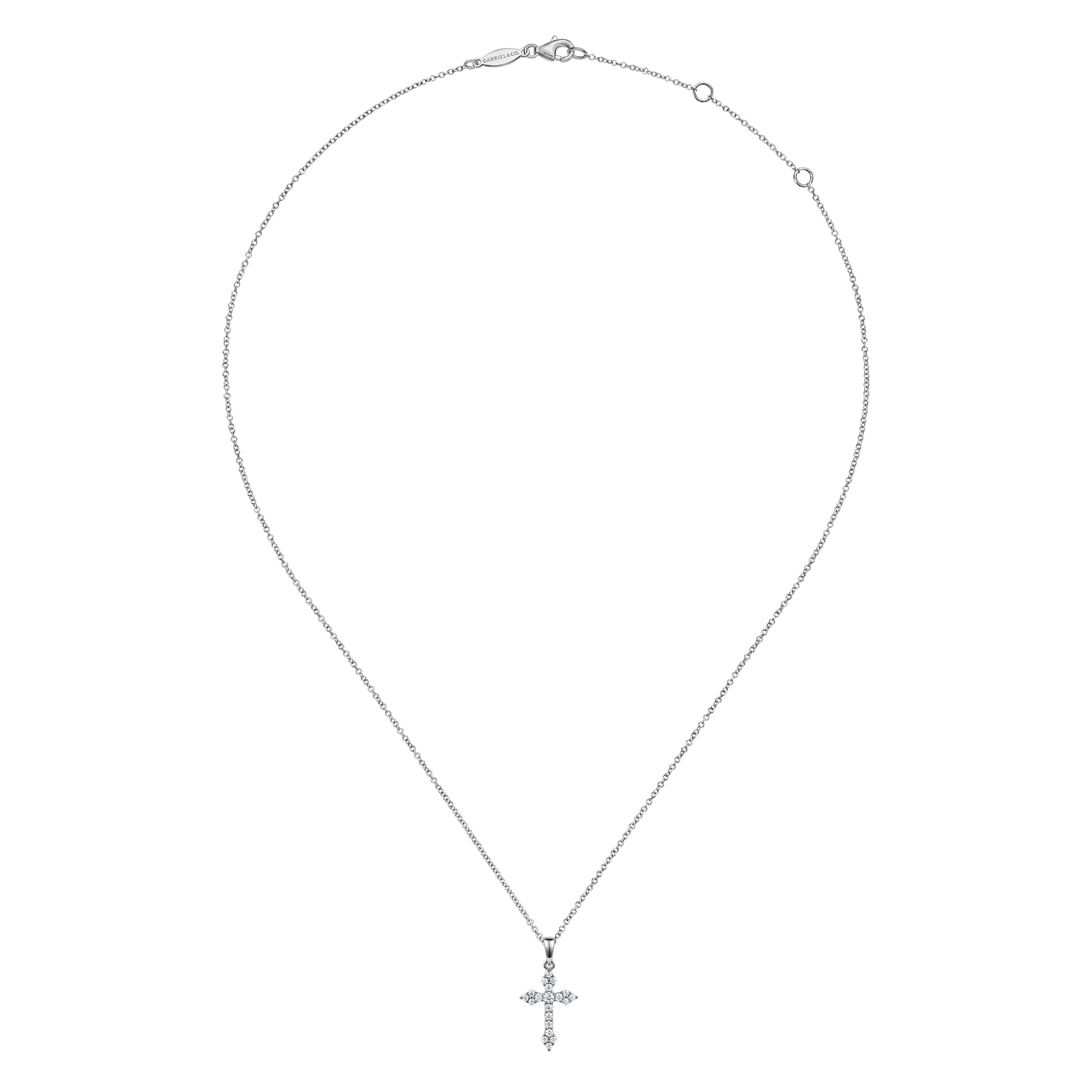 Diamond Cross Pendant Necklace in 14K White Gold, photograph 2