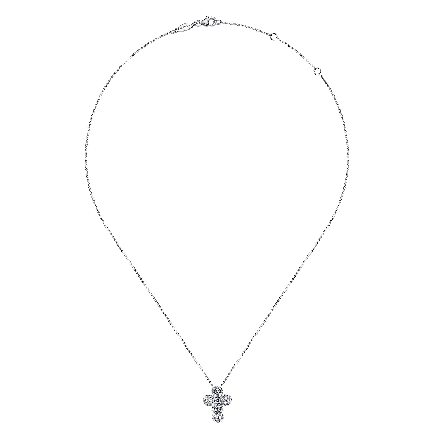 Diamond Cross Pendant Necklace in 14K White Gold, photograph 2