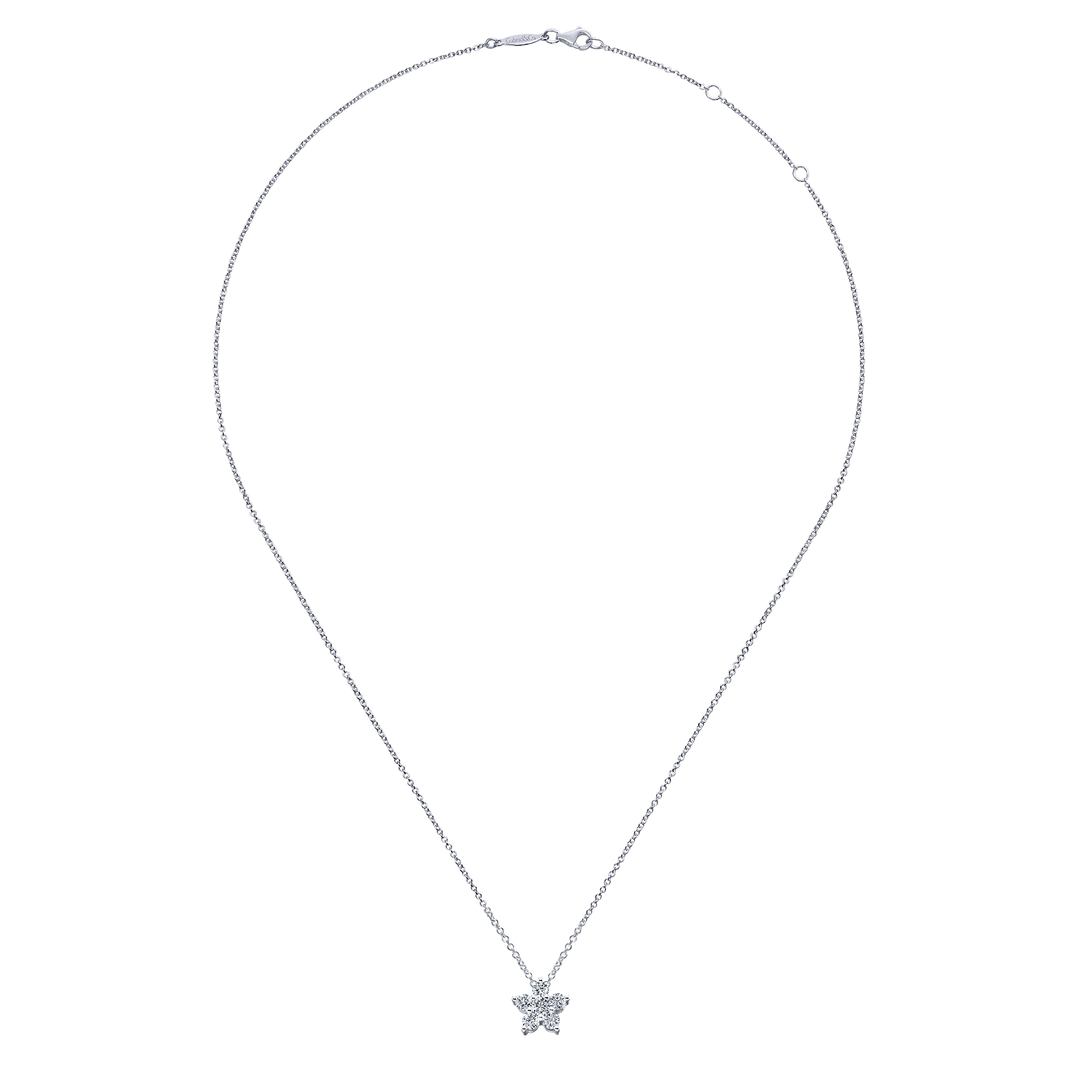 Diamond Star Inspired Pendant Necklace in 14K White Gold, photograph 2