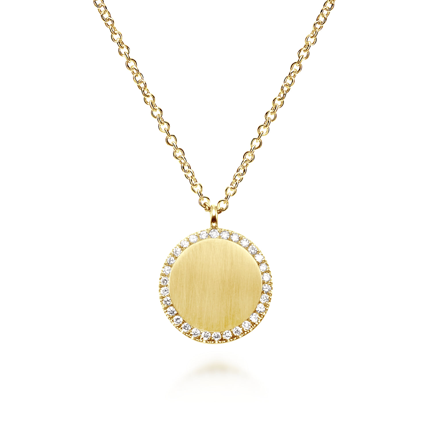 Pendant Necklace with Diamond Halo in 14K Yellow Gold, photograph 2