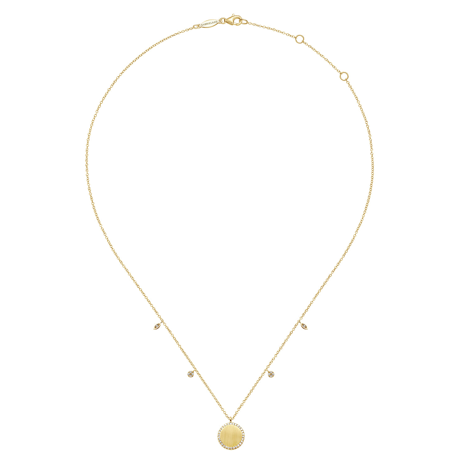 Pendant Necklace with Diamond Halo in 14K Yellow Gold, photograph 3