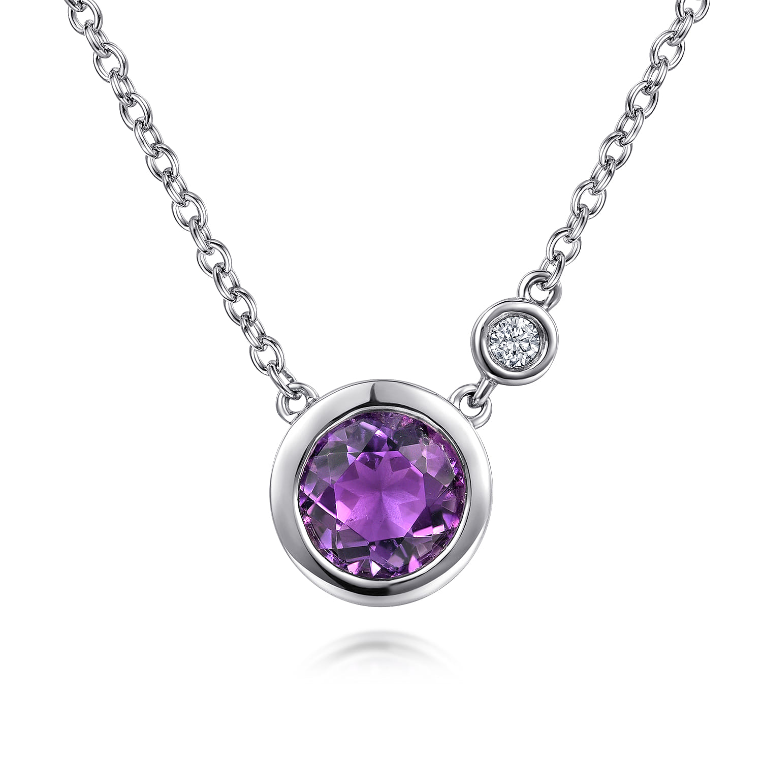 Amethyst and Diamond Pendant Necklace