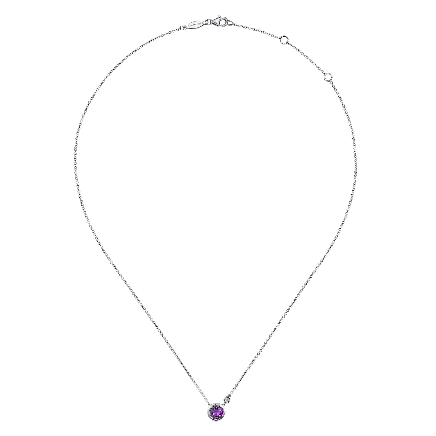 Amethyst and Diamond Pendant Necklace in Sterling Silver, photograph 2