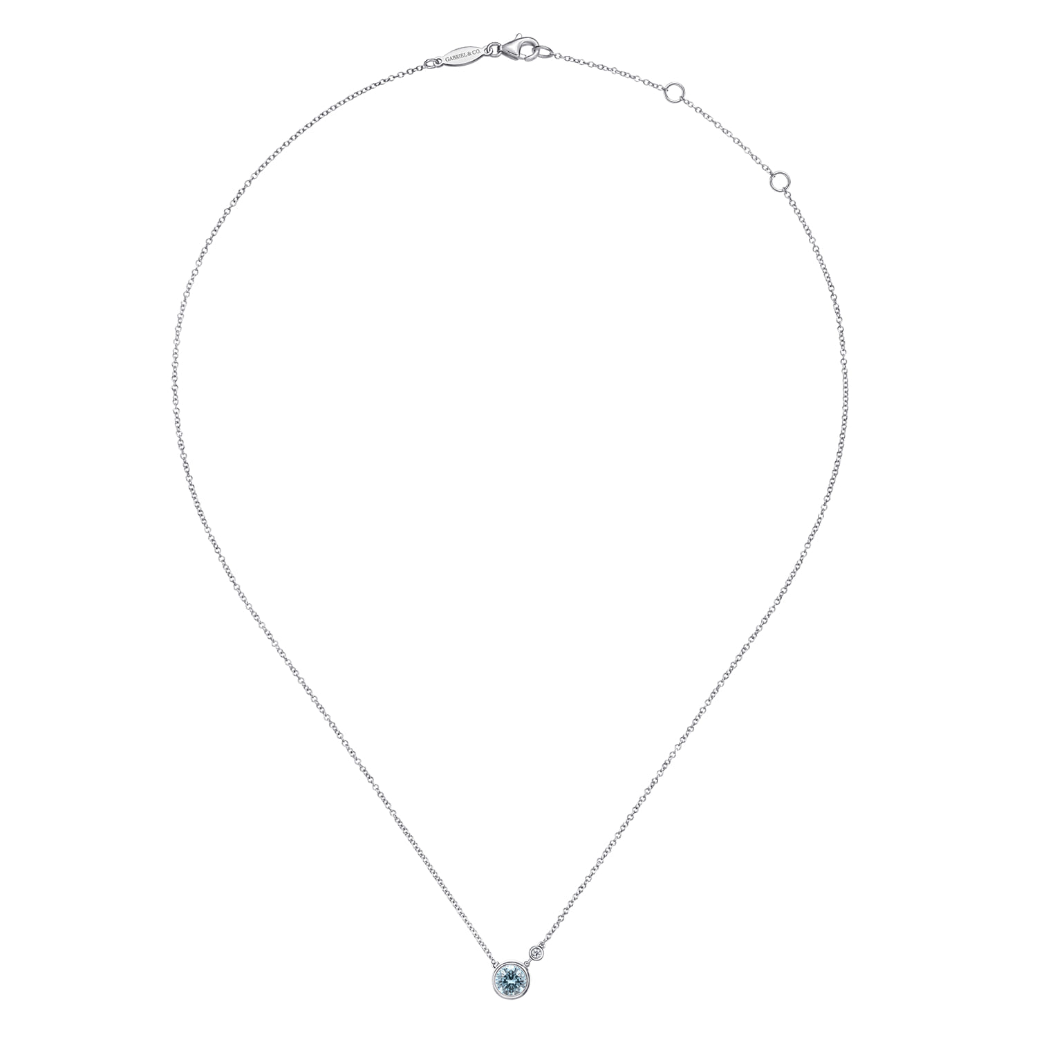 Aquamarine and Diamond Pendant Necklace in Sterling Silver, photograph 2