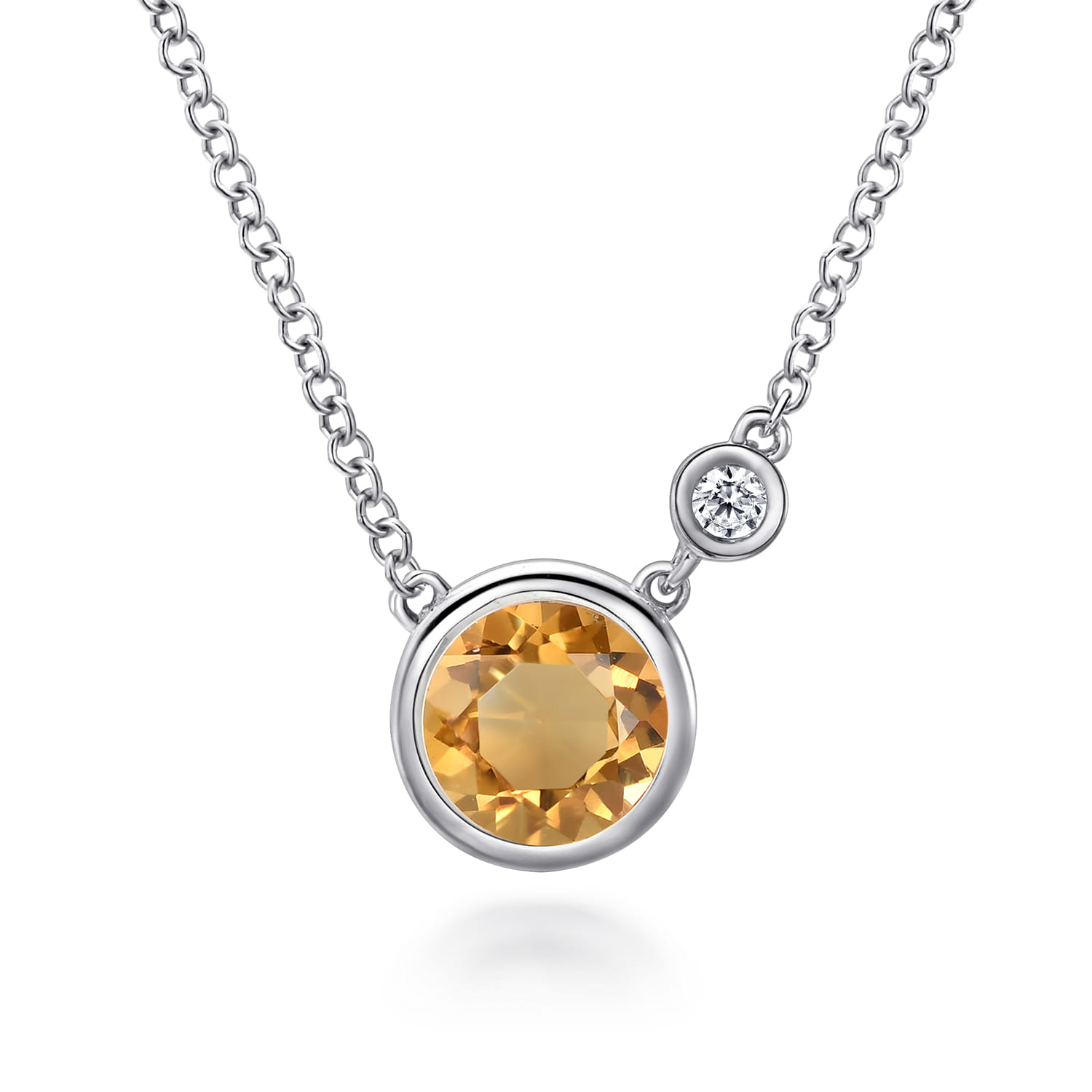 Citrine and Diamond Pendant Necklace