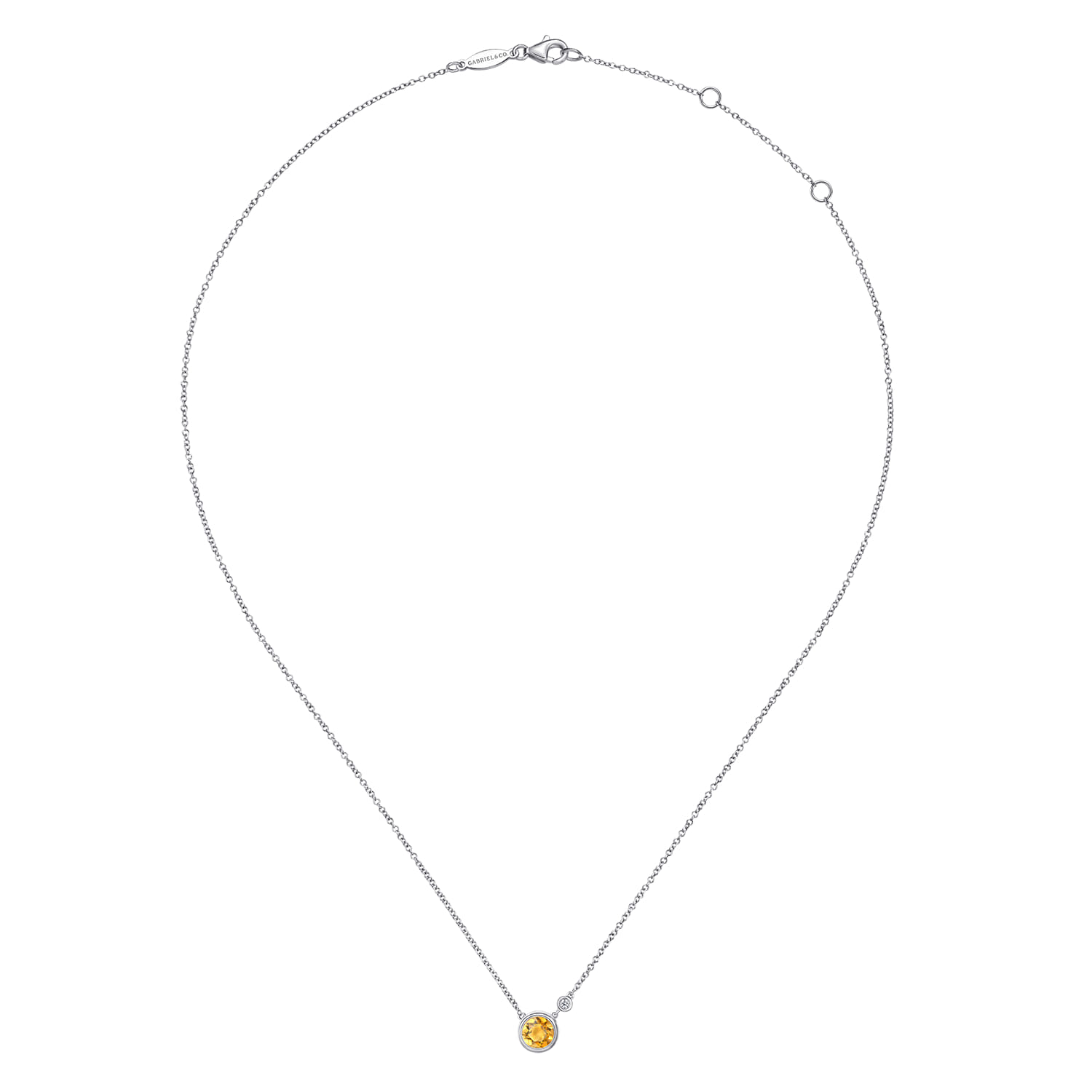 Citrine and Diamond Pendant Necklace in Sterling Silver, photograph 2
