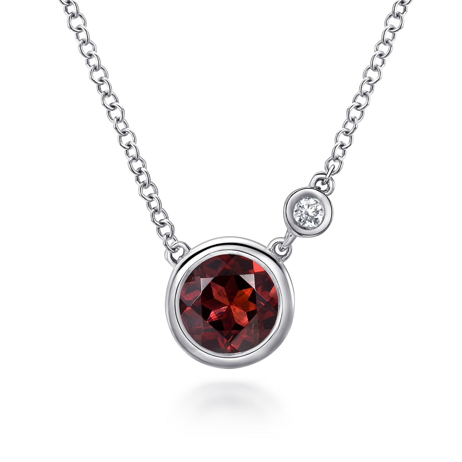 Garnet and Diamond Pendant Necklace
