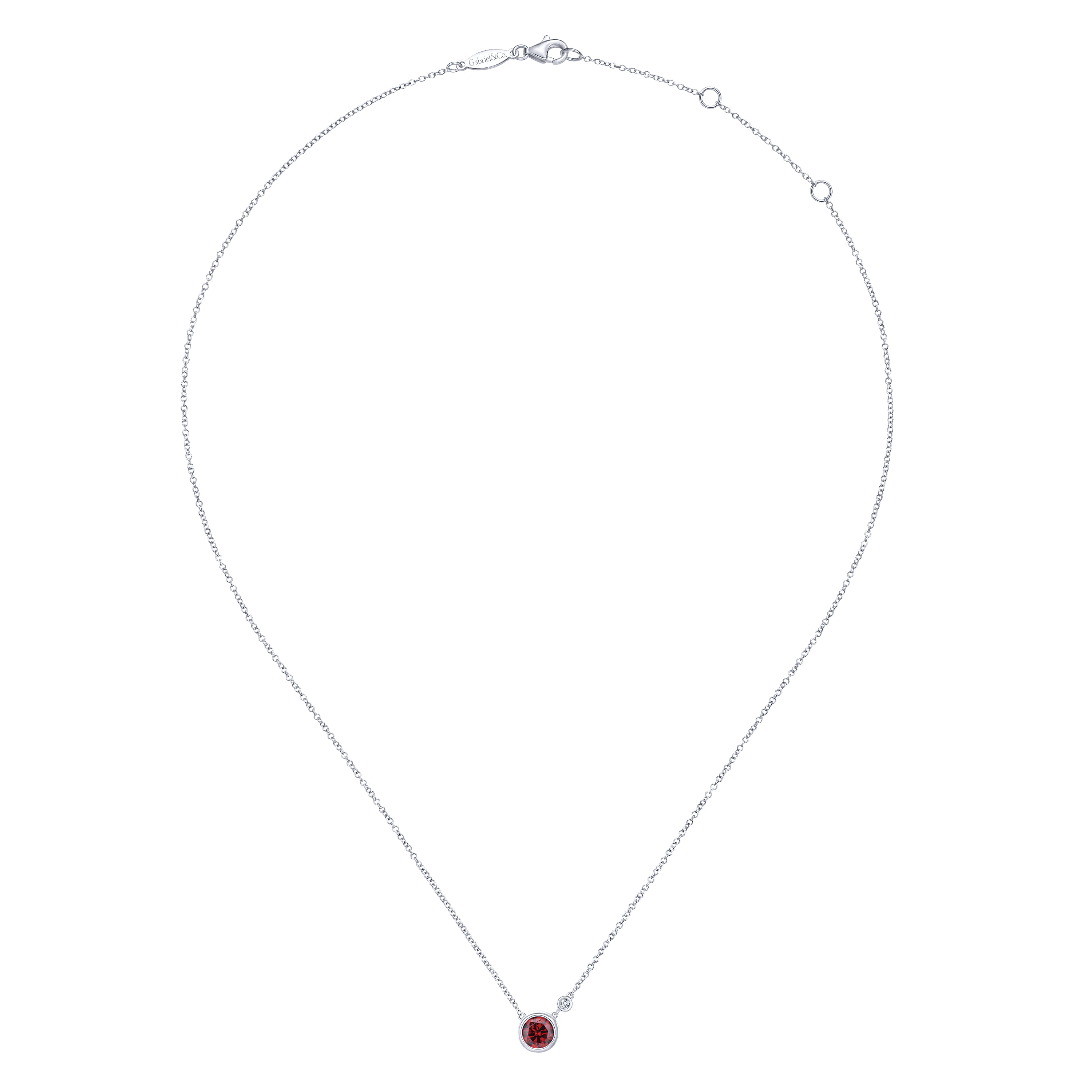 Garnet and Diamond Pendant Necklace in Sterling Silver, photograph 2