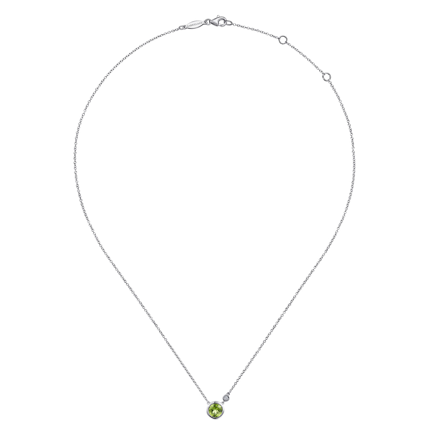 Peridot and Diamond Pendant Necklace in Sterling Silver, photograph 2