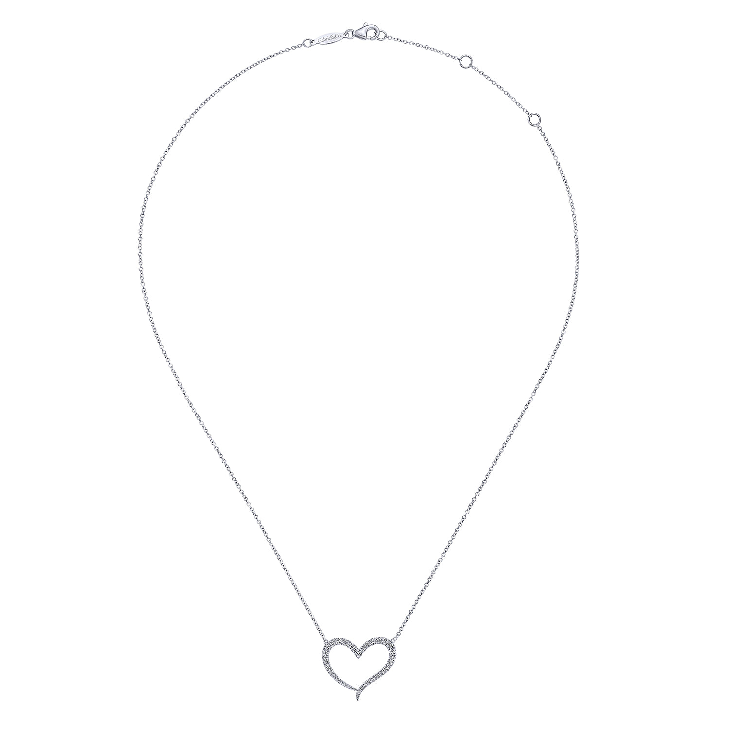 Open Diamond Pendant Necklace in 14K White Gold, photograph 2