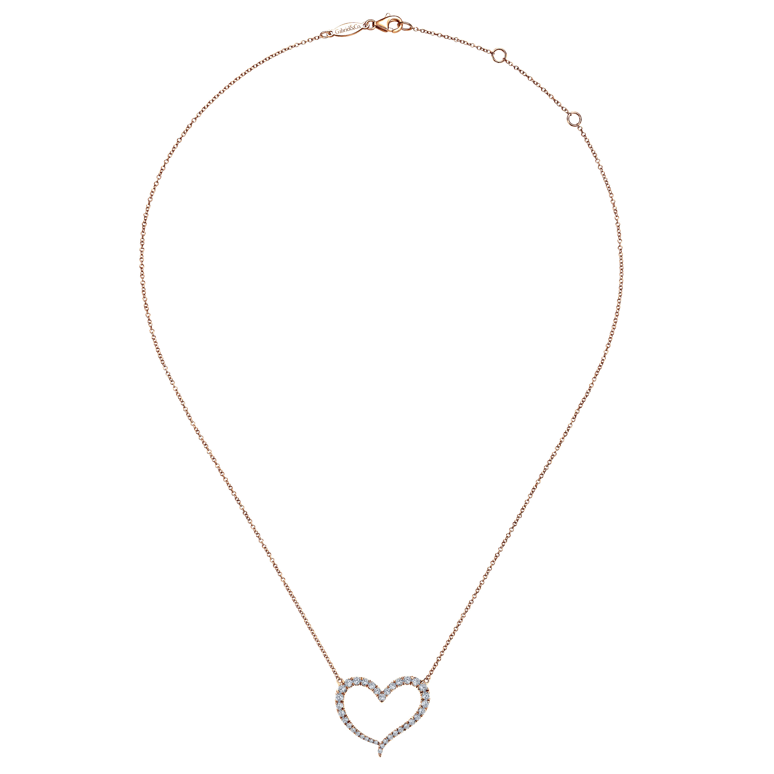 Diamond Open Fashion Necklace in 14K Rose Gold, photograph 2