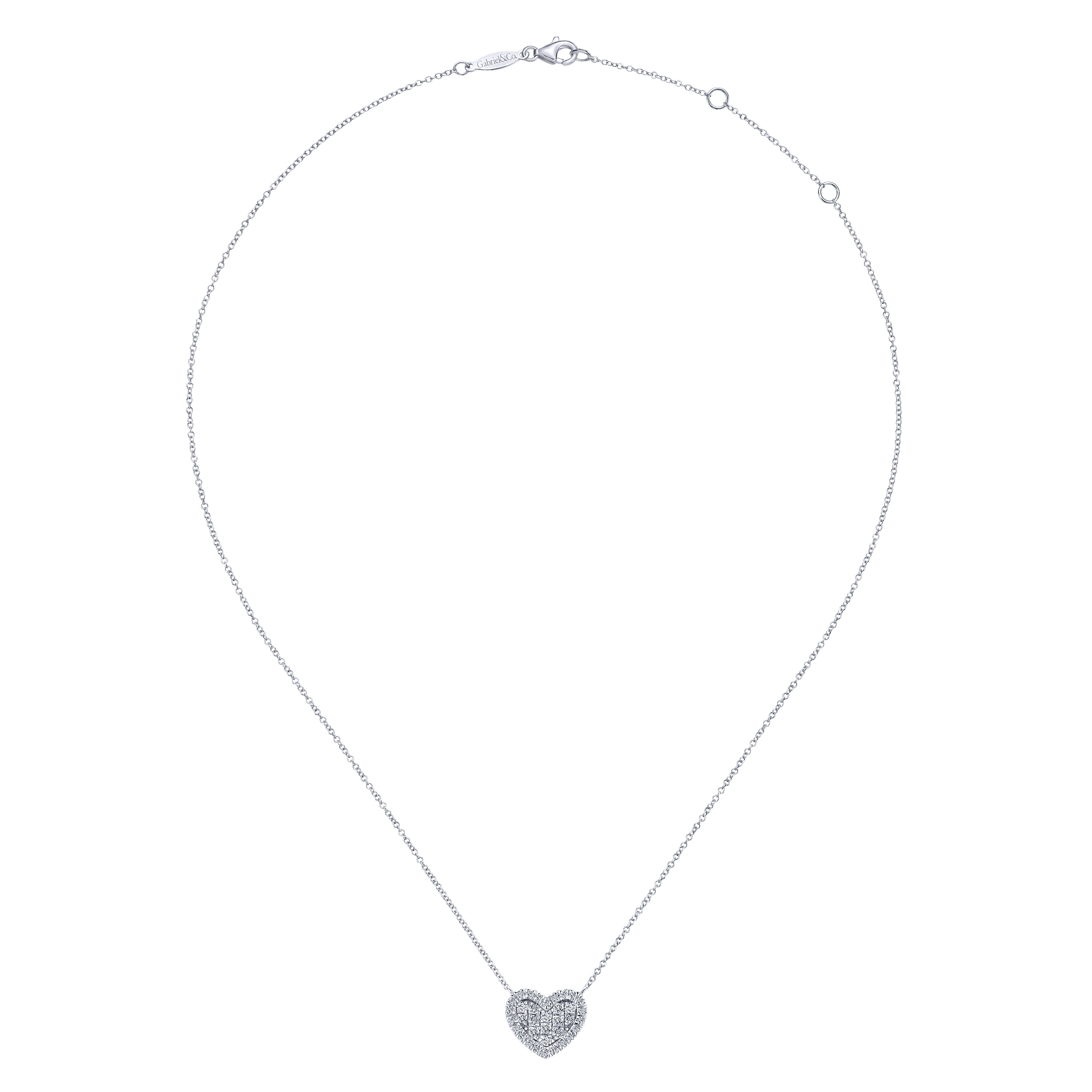 Pave Diamond Pendant Necklace in 14K White Gold, photograph 2