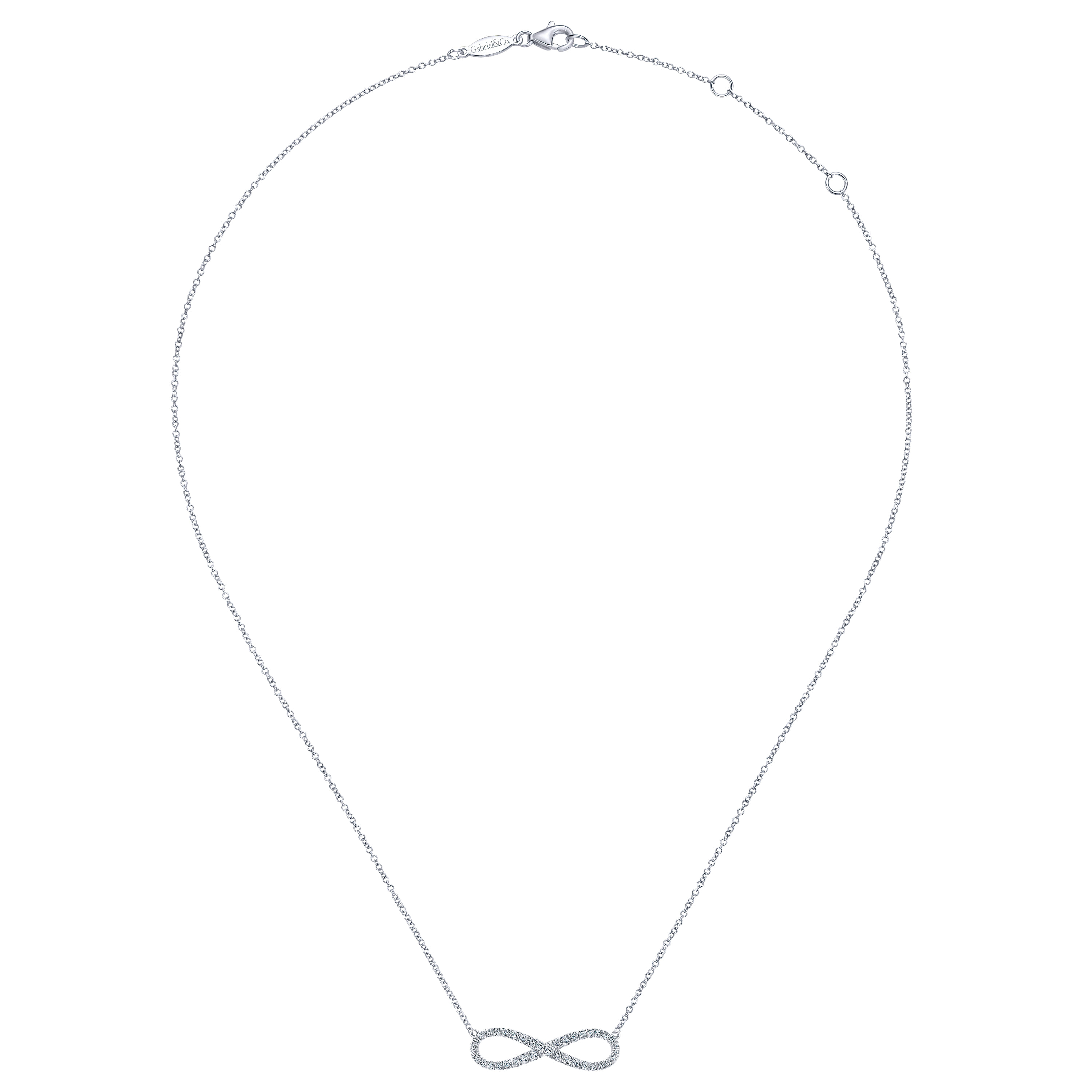 Diamond Infinity Symbol Pendant Necklace in 14K White Gold, photograph 2