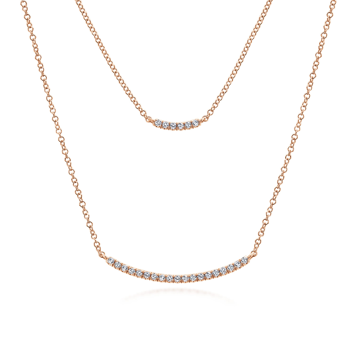 Two Strand Curved Diamond Bar Necklace